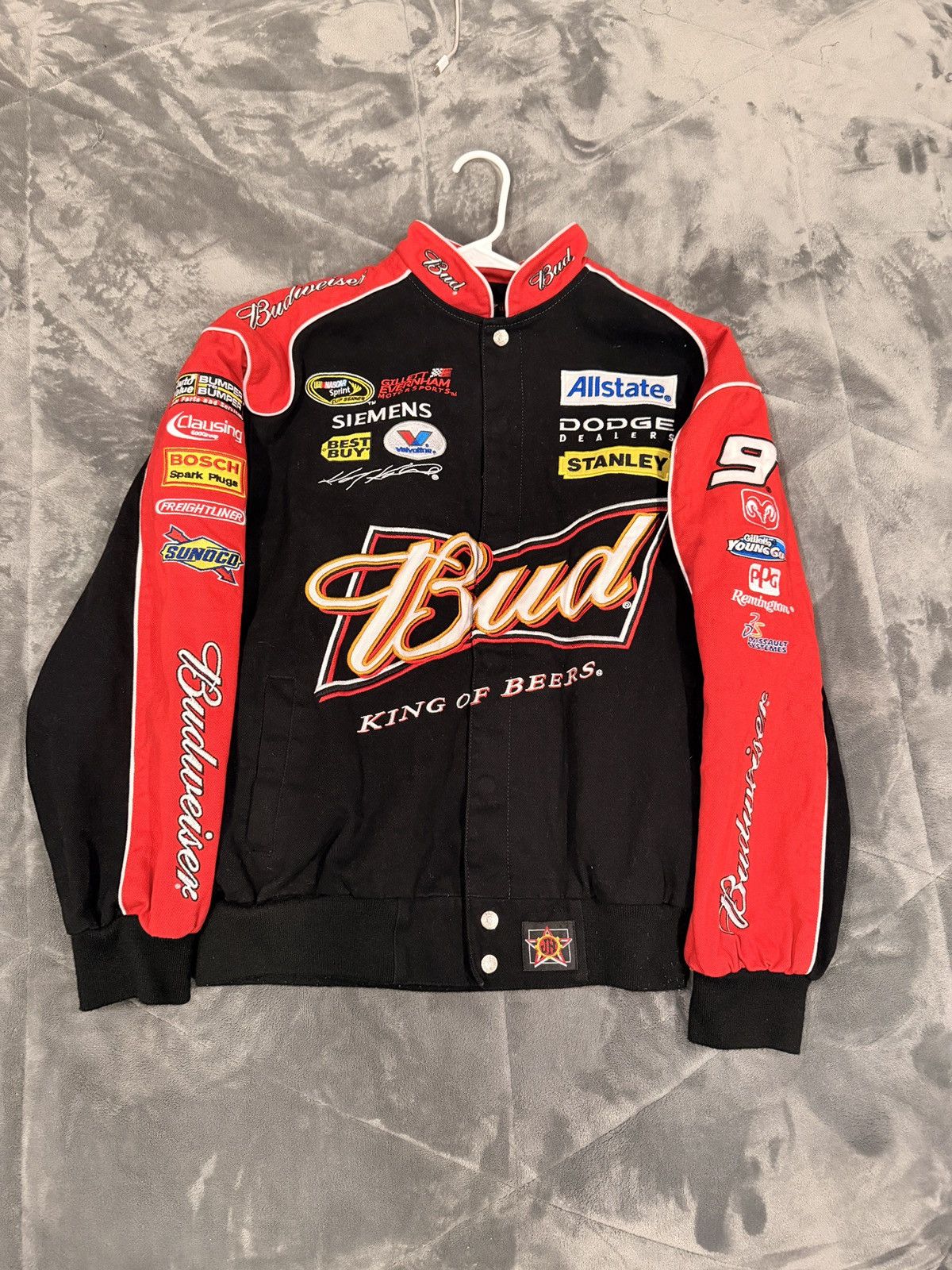 JH Design Black and red Budweiser racing jacket Vintage nascar Size US M / EU 48-50 / 2 - 1 Thumbnail