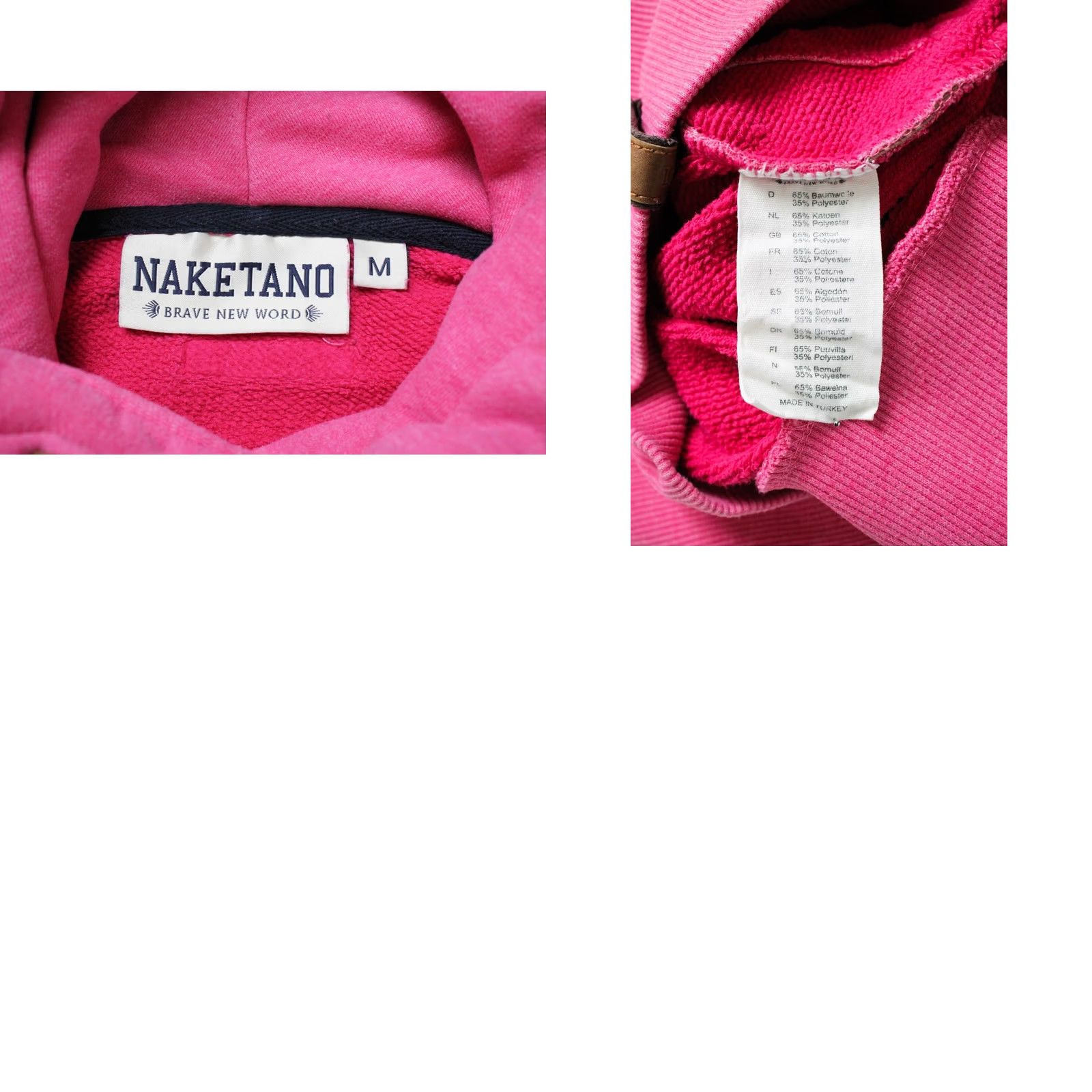 Vintage Naketano Hoodie Women's MEDIUM Cowl Neck Melange Pullover Drawstring Pink Size M / US 6-8 / IT 42-44 - 8 Thumbnail