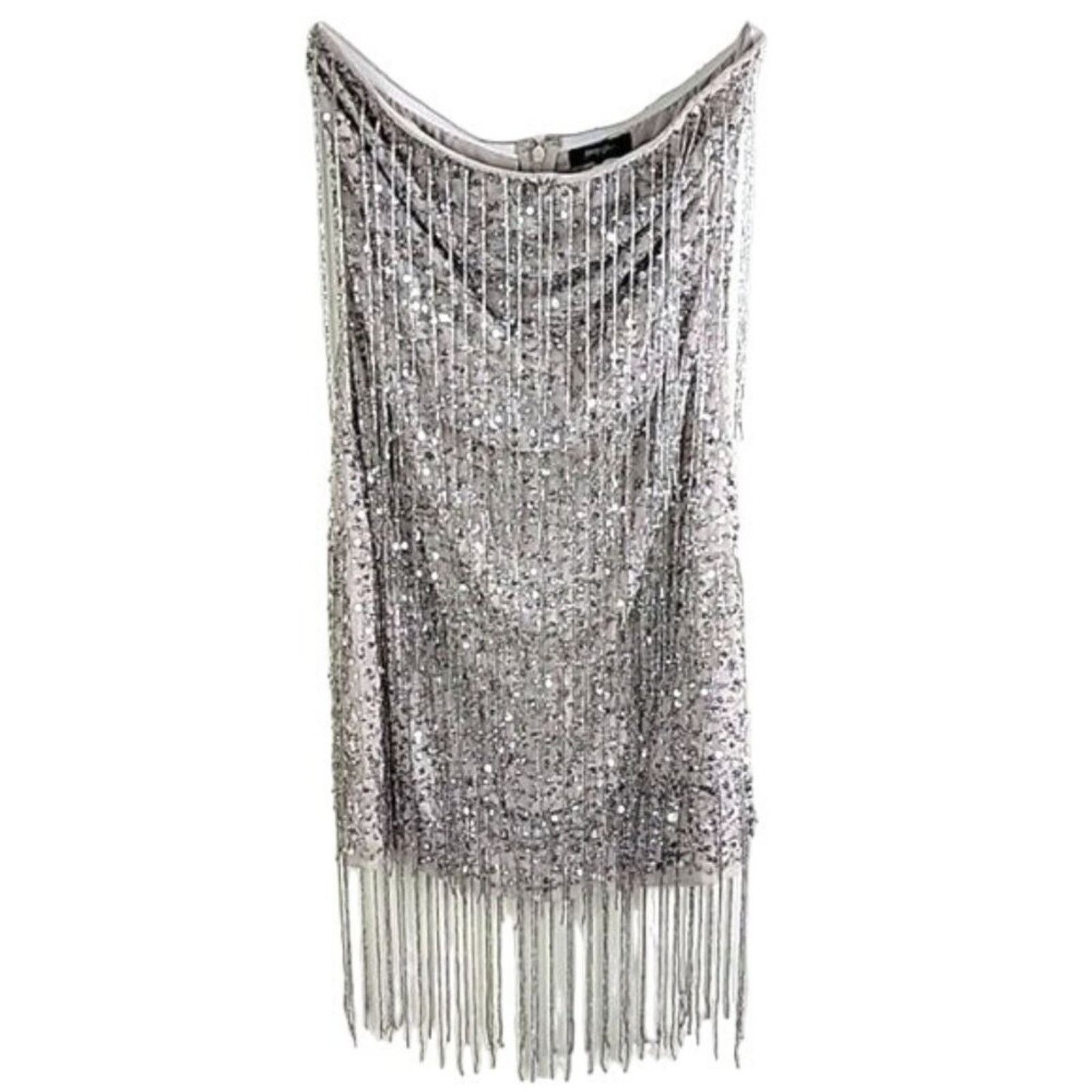 Nasty Gal Nasty Gal Bandeau Tassel Beaded Mini Dress size 2 Strapless Size XS / US 0-2 / IT 36-38 - 2 Thumbnail
