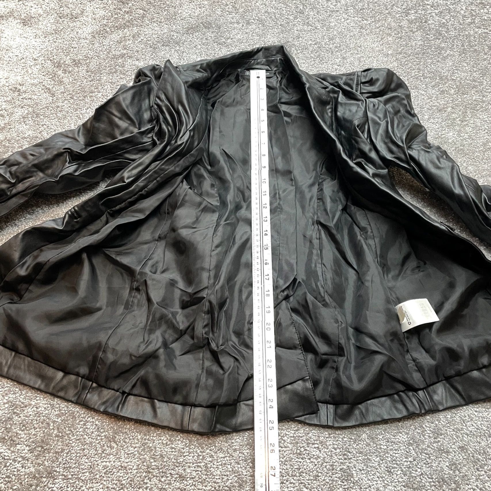 Vintage INC International Concepts Jacket Womens XS Black Faux Leather Hooded Power Shoulder Short Sleeve Zip Size XS / US 0-2 / IT 36-38 - 2 Thumbnail