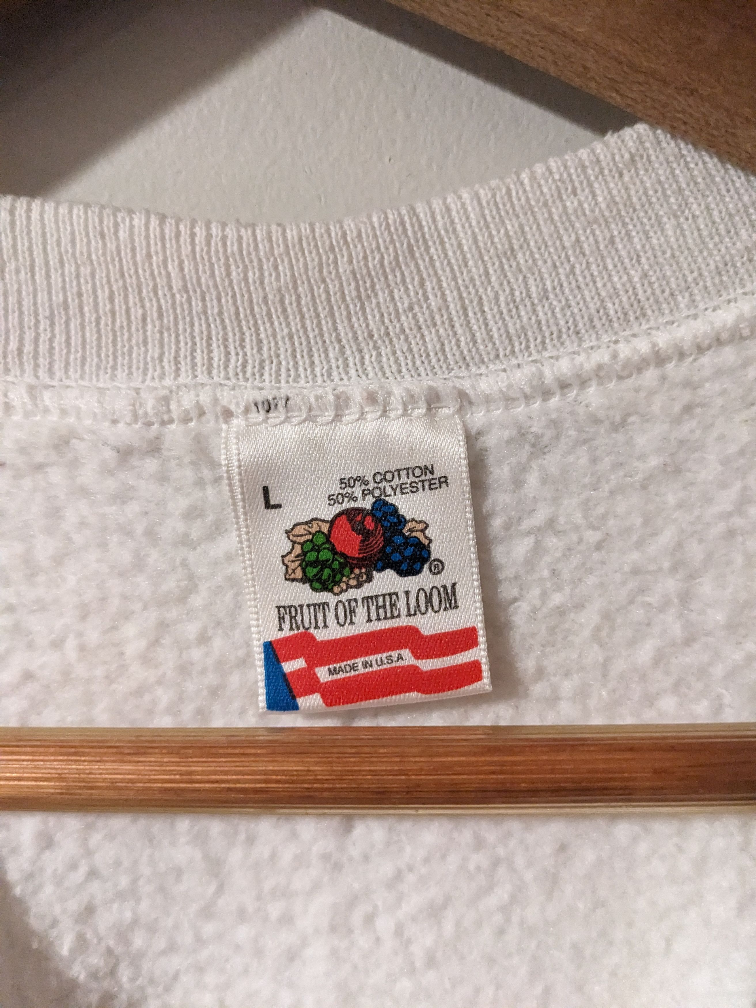 Fruit Of The Loom × Vintage Vintage 90s Eat at Ed's Chicago Food White Large Sweatshirt Size US L / EU 52-54 / 3 - 3 Thumbnail