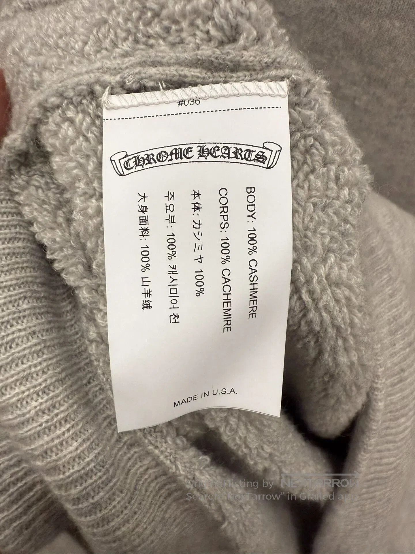 Chrome Hearts gray cashmere hoodie with embroidery. Size US XL / EU 56 / 4 - 4 Thumbnail