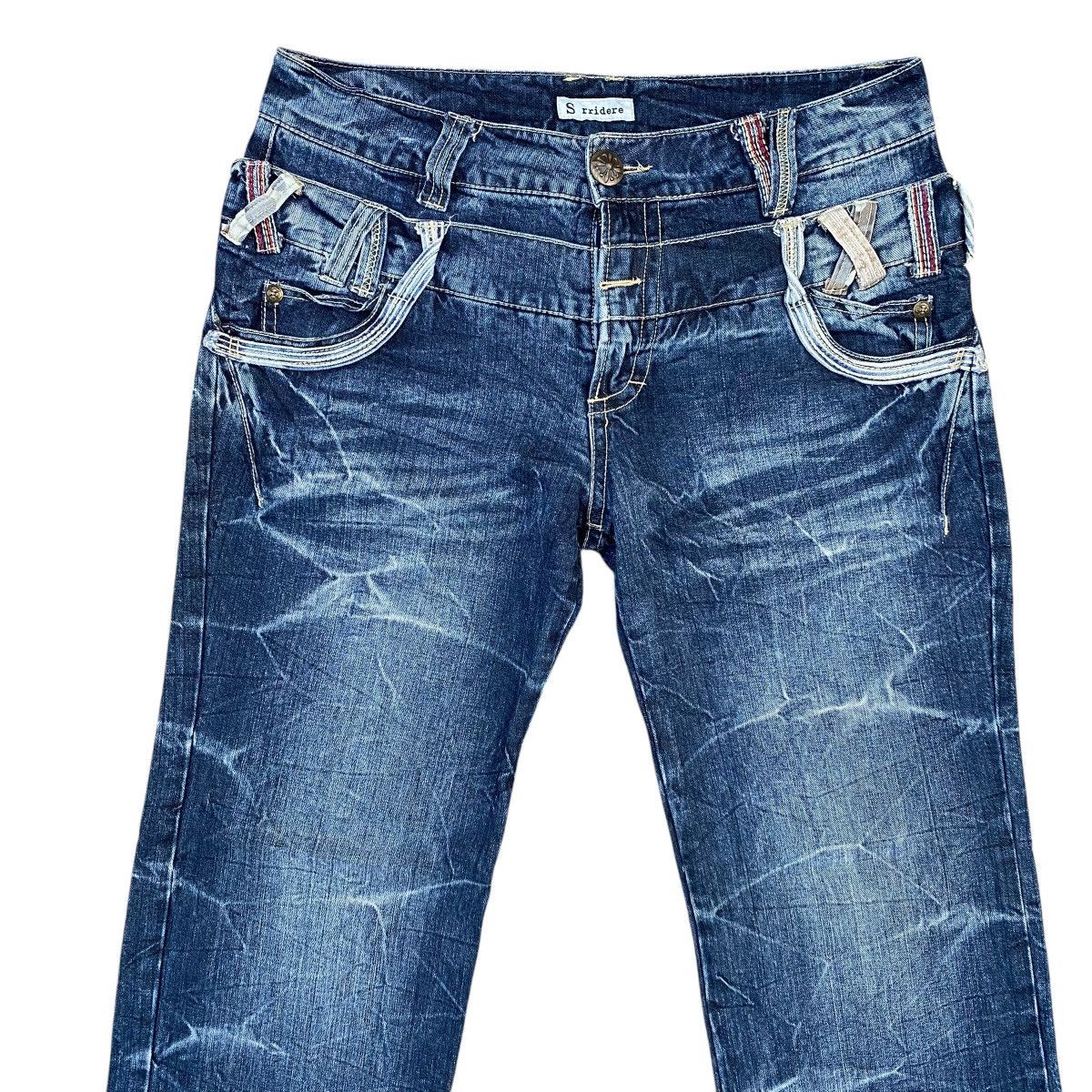 Hysteric Glamour × Japanese Brand SORRIDERE FLASH DESIGN DOUBLE WAIST DENIM JEANS Size US 34 / EU 50 - 4 Thumbnail