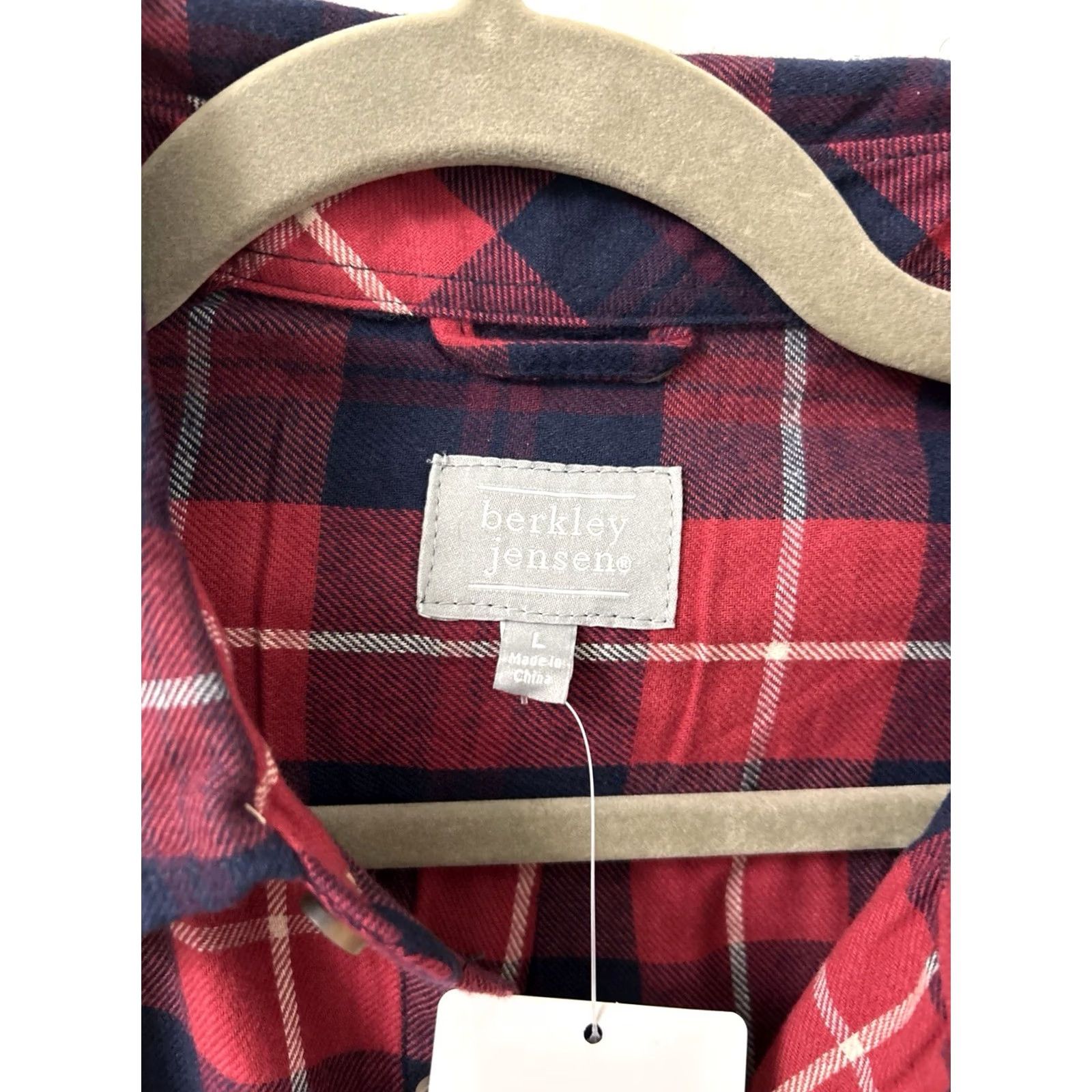 Vintage Berkley Jensen Shirt Mens L Red Plaid Flannel Button Down Long Sleeve NWT Size US L / EU 52-54 / 3 - 7 Thumbnail