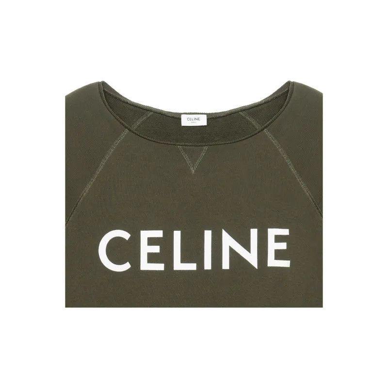 Celine o1bcso1str0924 Sweatshirt In Cotton Fleece in Dark Khaki Size US XS / EU 42 / 0 - 3 Thumbnail