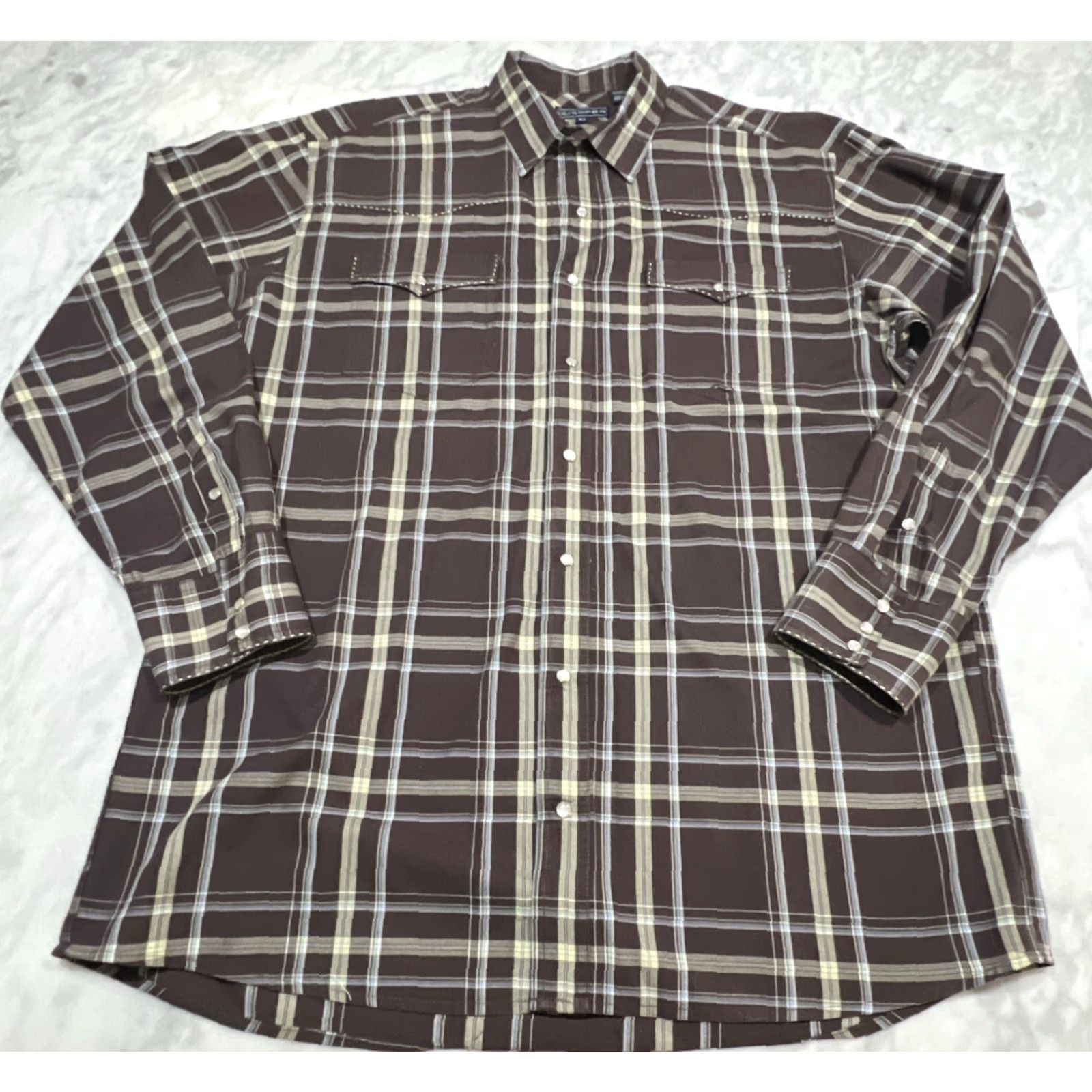 Roper Roper Men’s XLT Western Shirt Snaps Long Sleeve Pockets 100% Cotton Cowboy Brown Size US XL / EU 56 / 4 - 2 Thumbnail