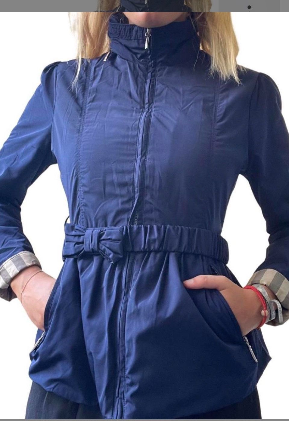 image of Burberry Rain Jacket in Navy, Women's (Size XS)