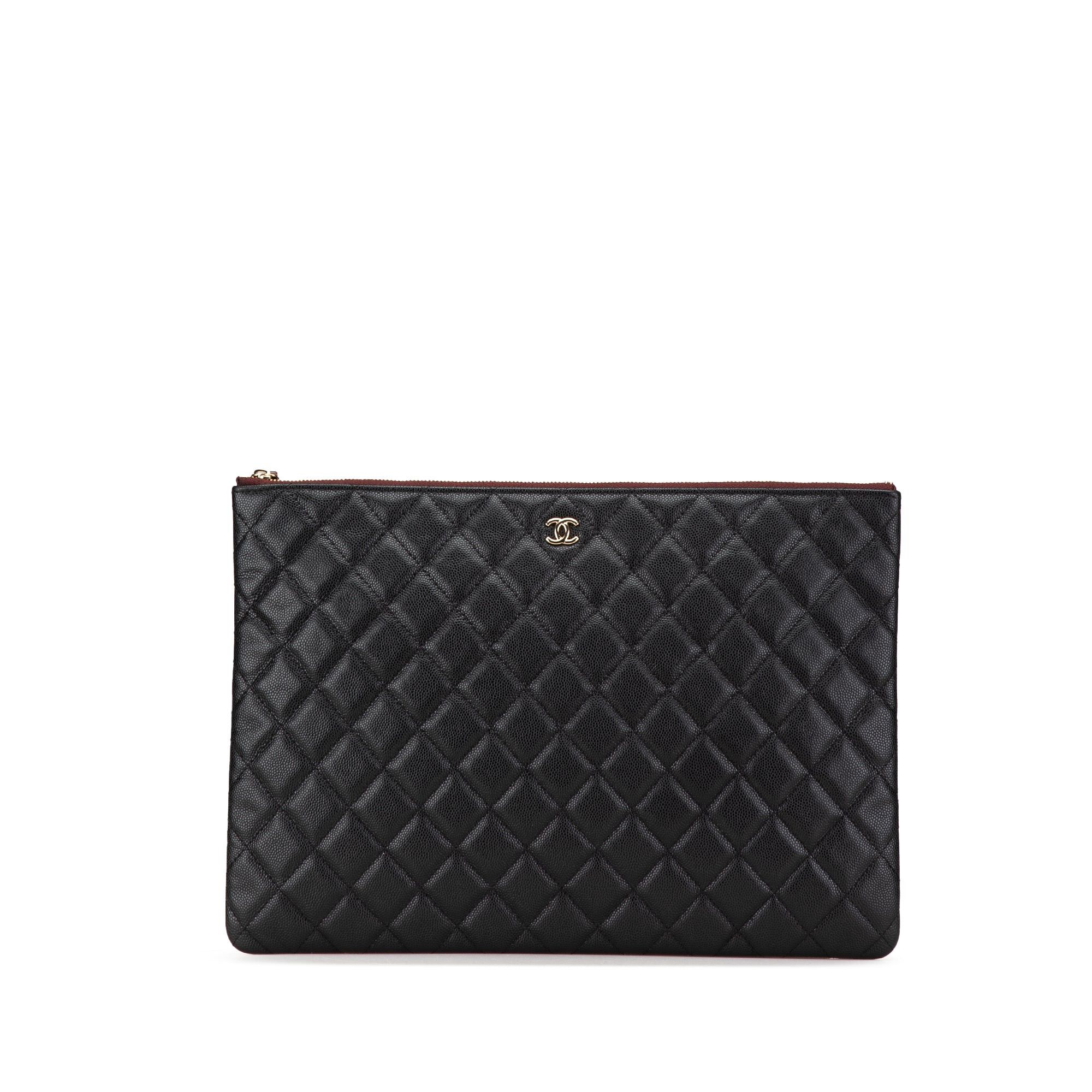Chanel Chanel Large Quilted Caviar O Case Clutch Black Size ONE SIZE - 1 Thumbnail