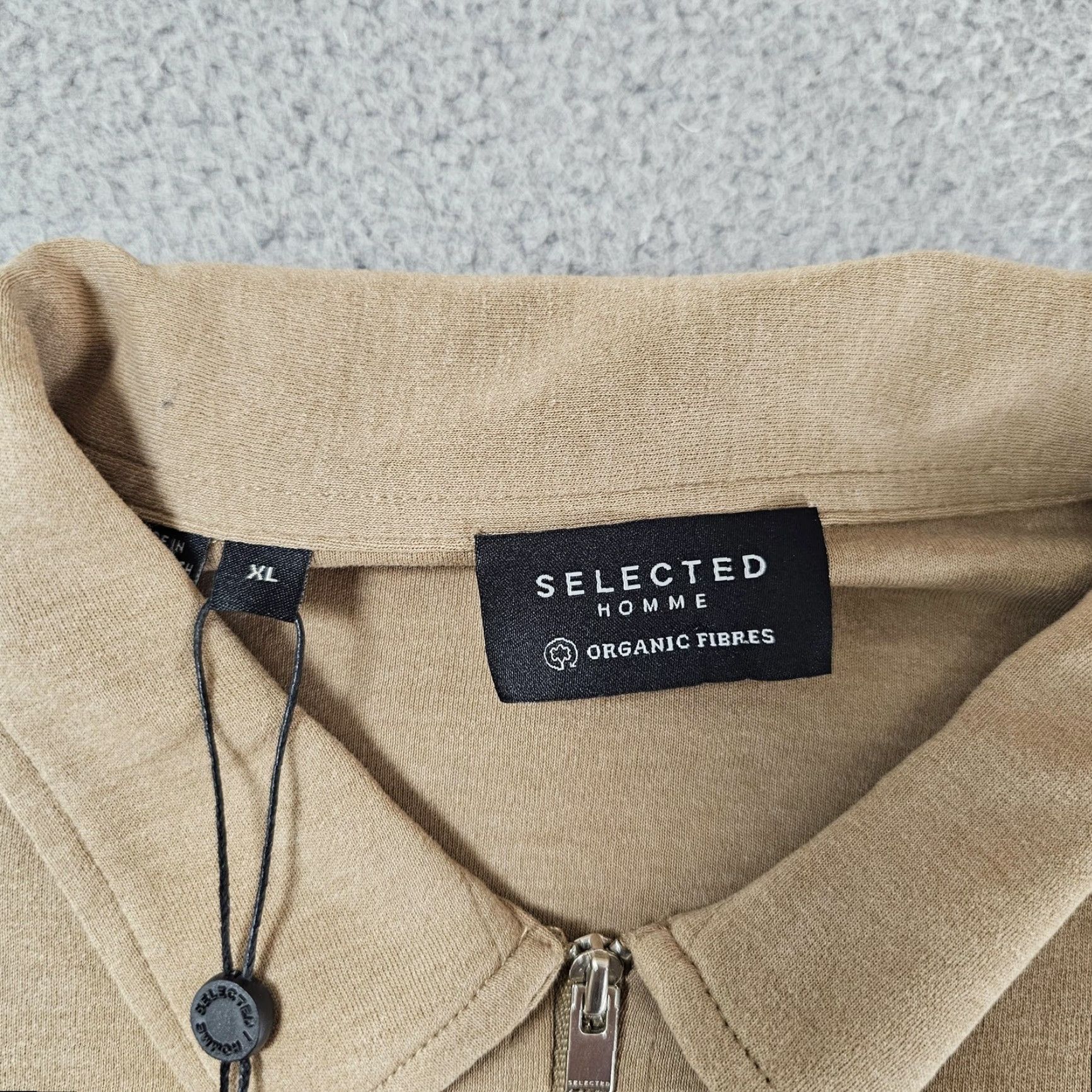 Selected Homme Selected Homme Polo Shirt Mens XL Brown Long Sleeve Mason Zip Organic Cotton Size US XL / EU 56 / 4 - 3 Thumbnail