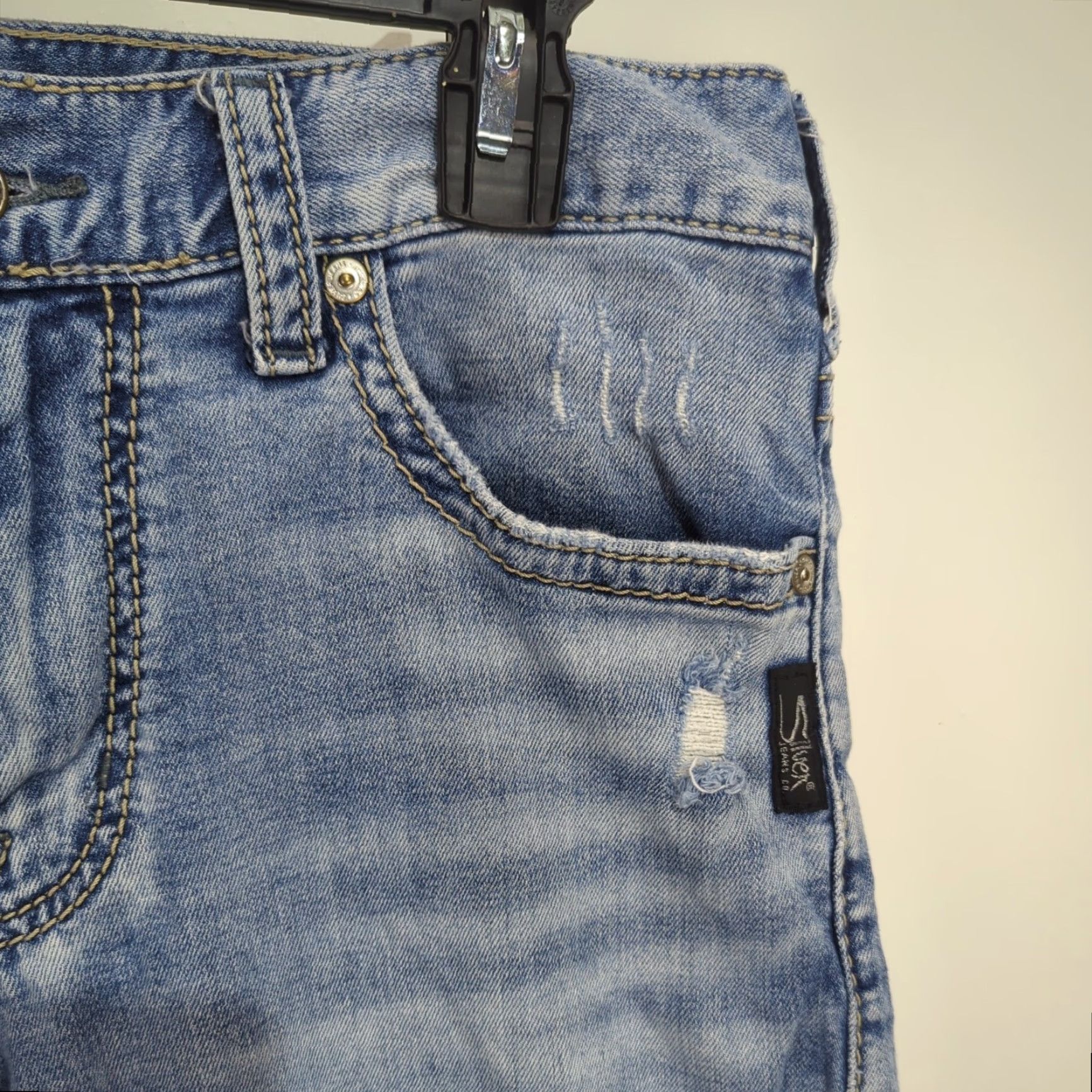 Silver Jeans Co. Silver Jeans Eddie Relaxed Straight Leg Mens 30x32 Distressed Medium Wash Jeans Size US 31 - 4 Thumbnail