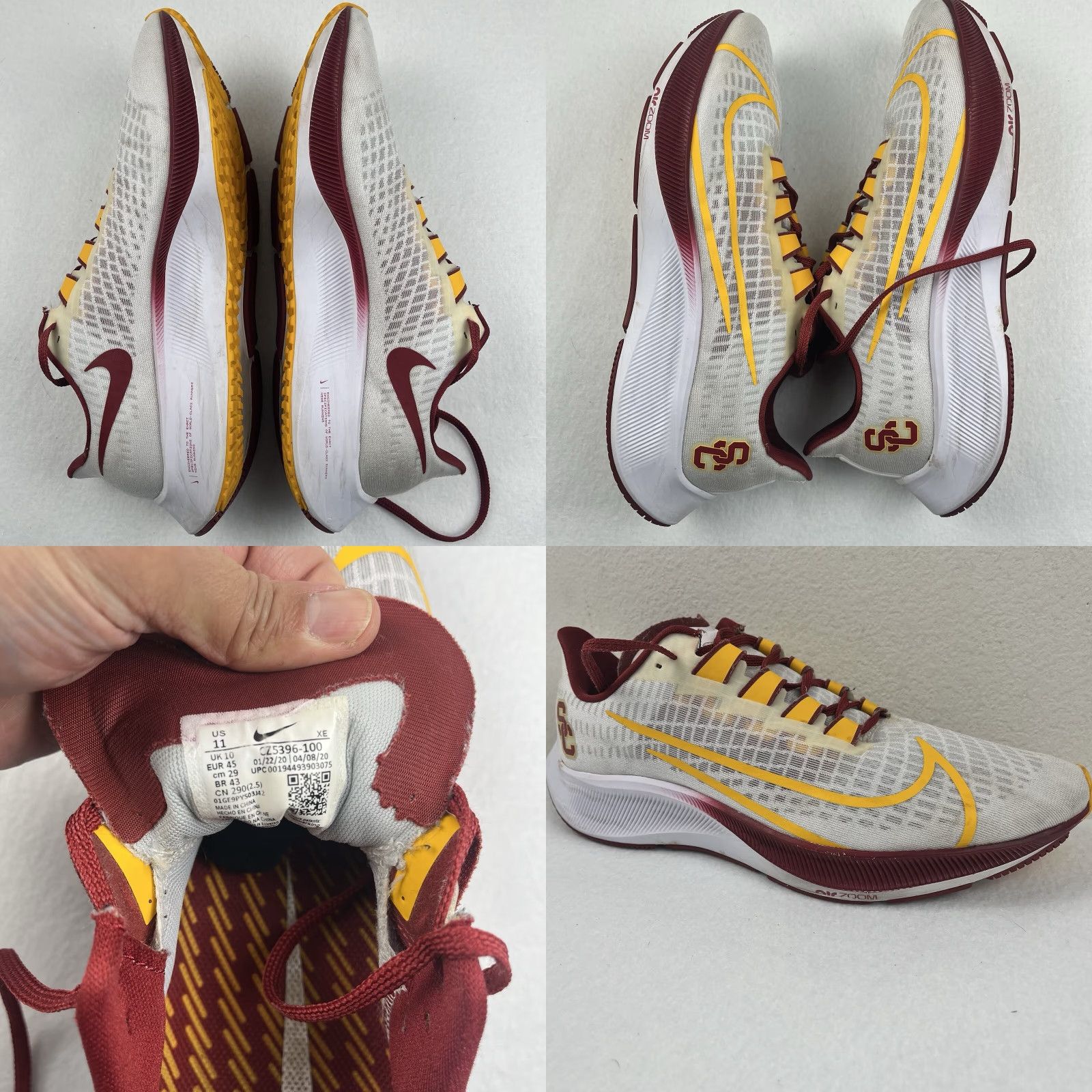 Nike Nike USC Trojans Air Zoom Pegasus 37 CZ5396-100 Mens Size 11 Sneaker Size US 11 / EU 44 - 8 Thumbnail