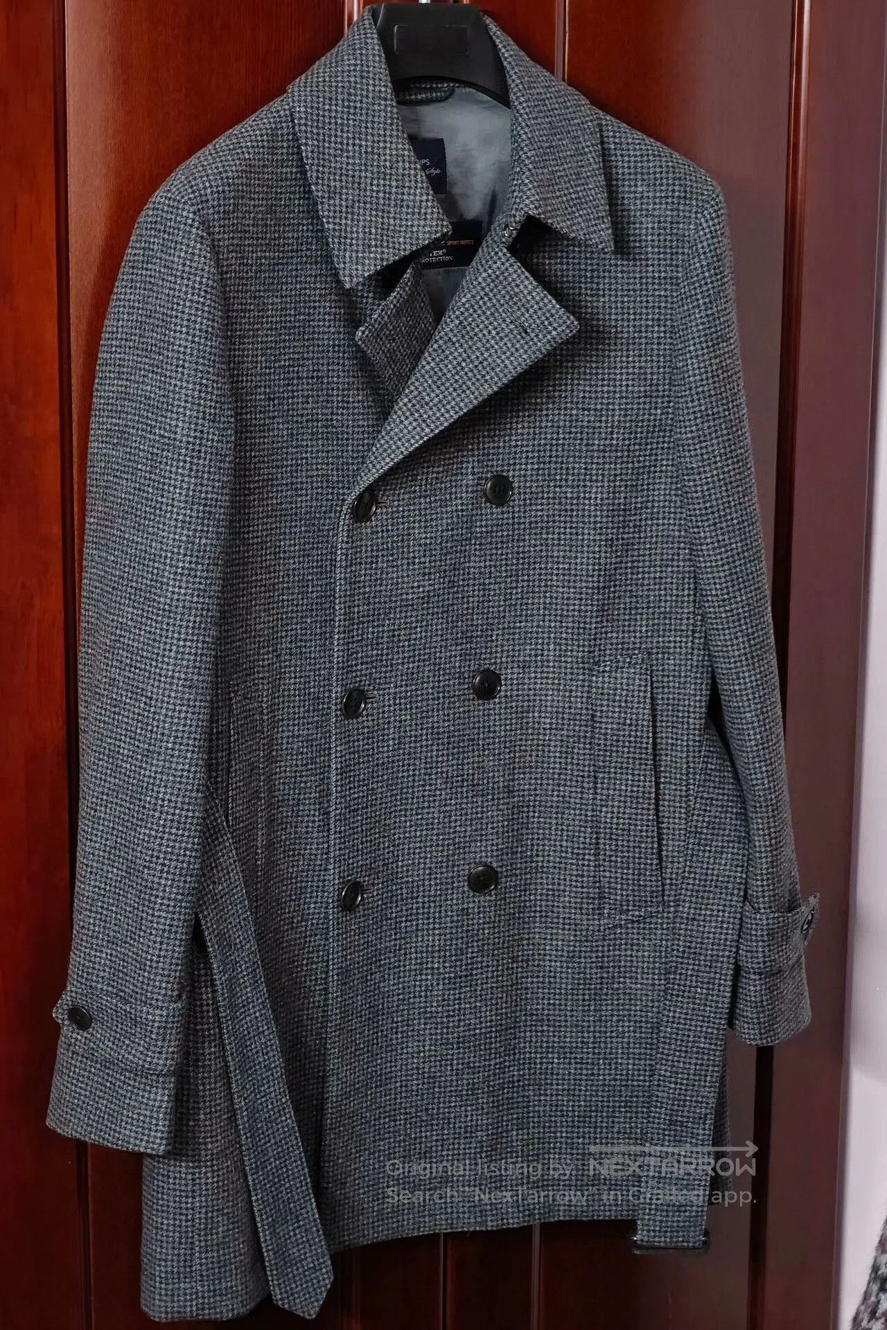 SHIPS Loro Piana Wool Coat with Houndstooth Pattern. Size US L / EU 52-54 / 3 - 1 Thumbnail