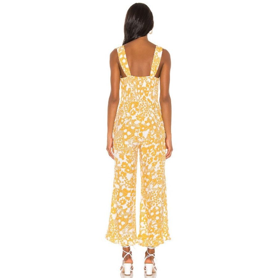 REVOLVE EUC Faithfull the Brand Yellow Floral Kasbah Jumpsuit 2 XS Size 26" / US 2 / IT 38 - 3 Thumbnail
