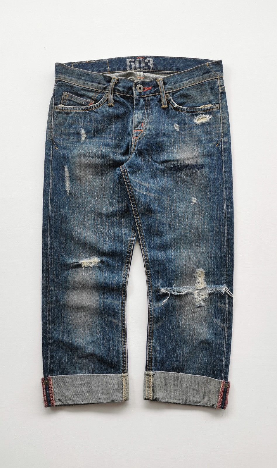 Edwin Rude Miss Edwin Japan 503 Distressed Denim Shorts Size 30" / US 8 / IT 44 - 2 Thumbnail