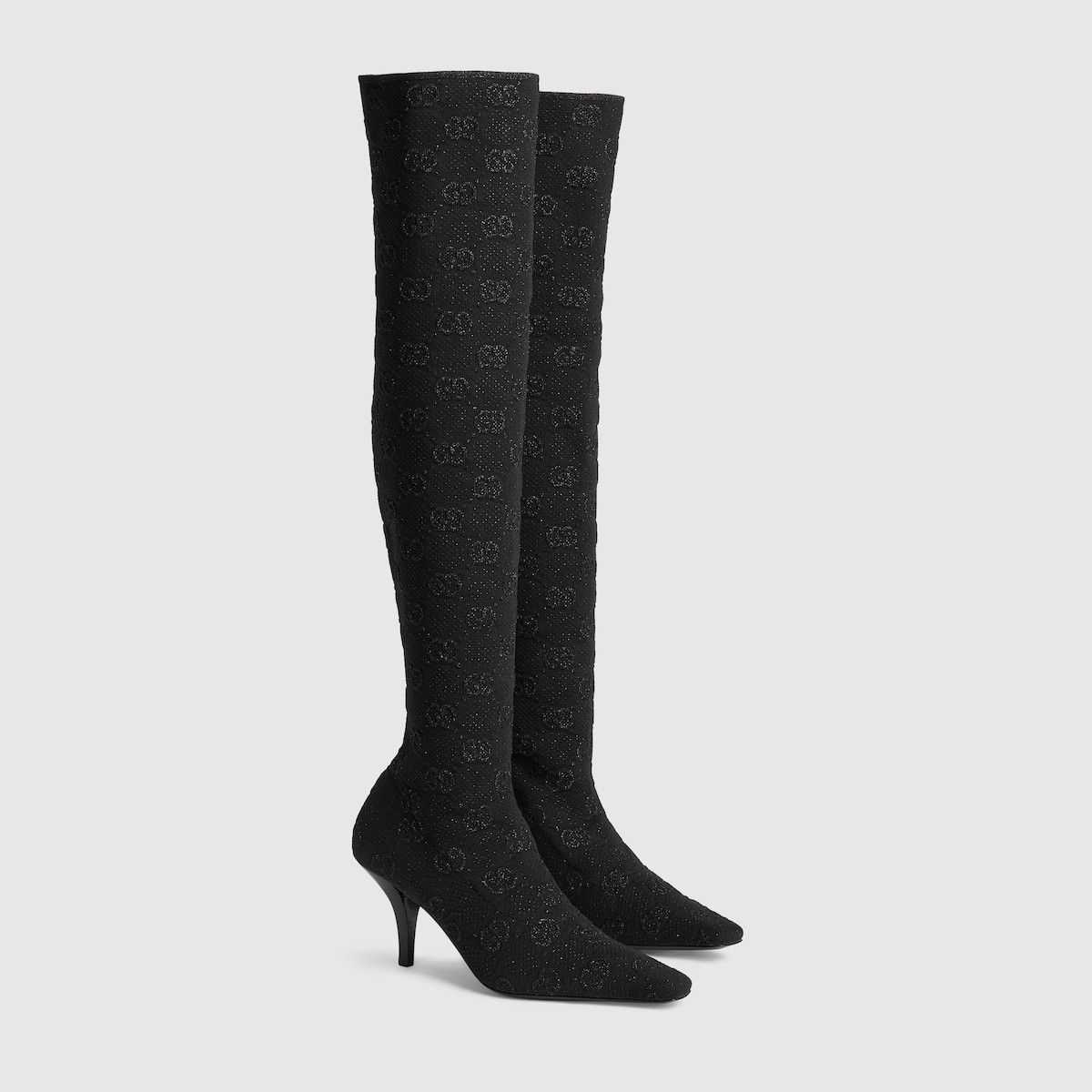 Gucci o1s1wg110125 GG Knee-High Boots in Black/Silver Size US 6 / IT 36 - 2 Thumbnail