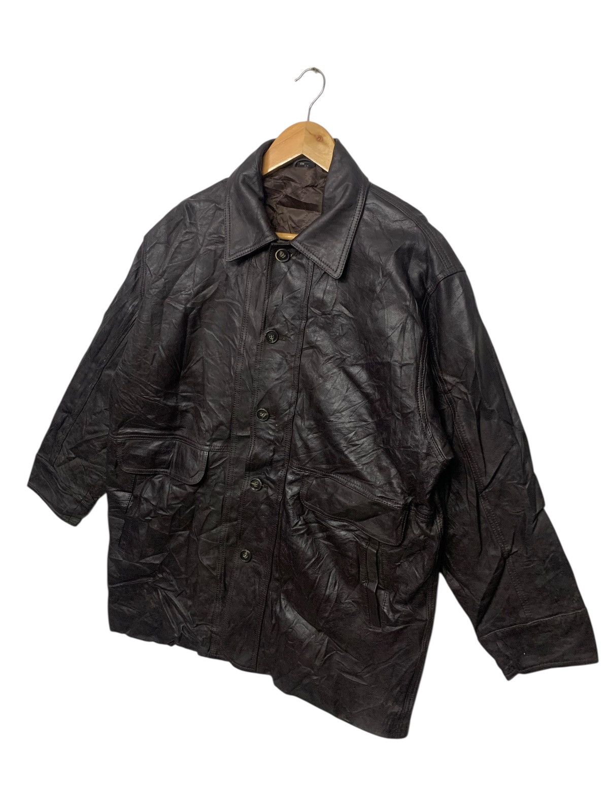 Leather Vintage 90's Dark Brown Shlendid Button Up Leather Jacket Size US S / EU 44-46 / 1 - 2 Thumbnail