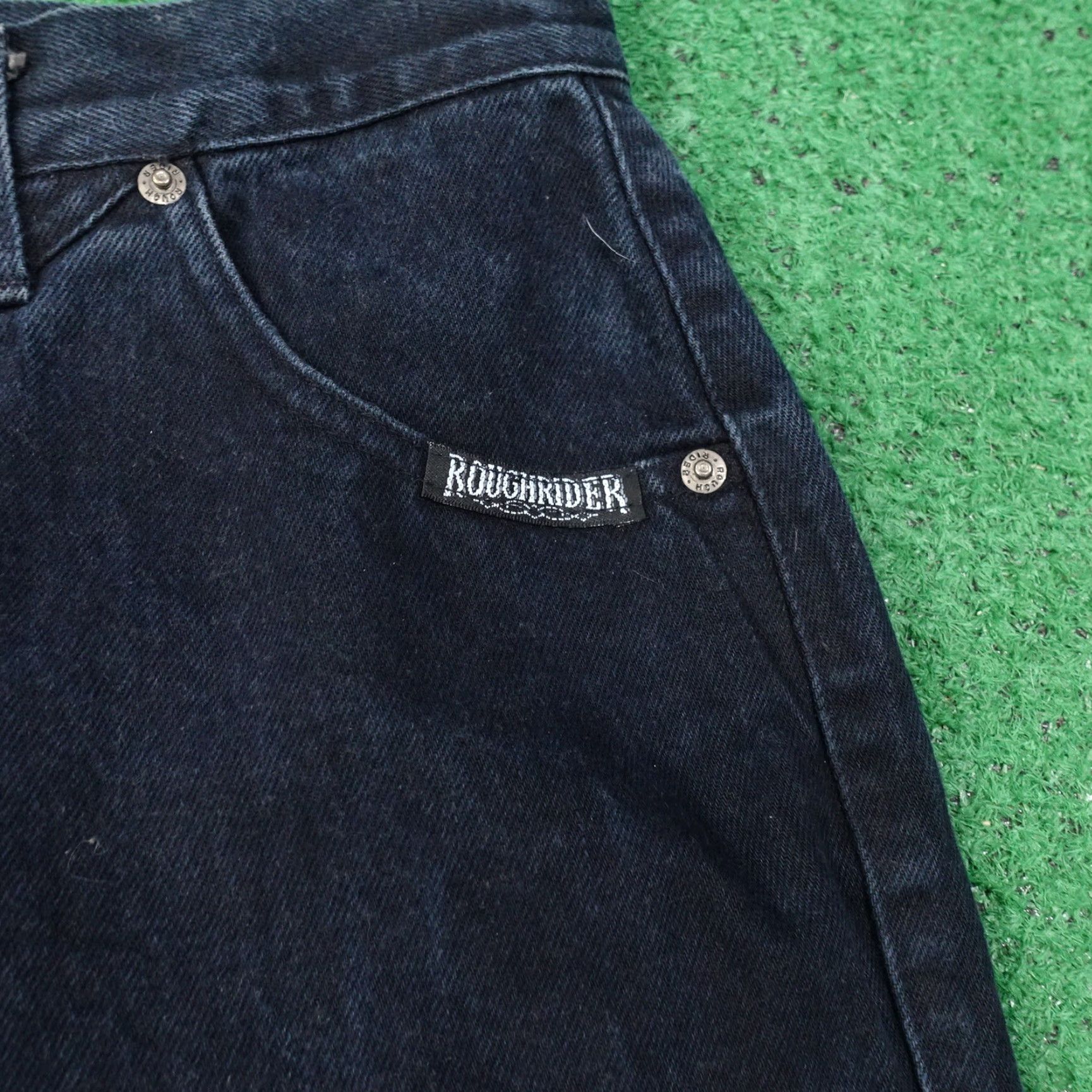 Denime VINTAGE ROUGHRIDER WESTERN DENIM JEANS Womens Plus Size 16 Blue Dark Wash 36" Inseam USA Made Size 38" / US 16 / IT 52 - 3 Thumbnail