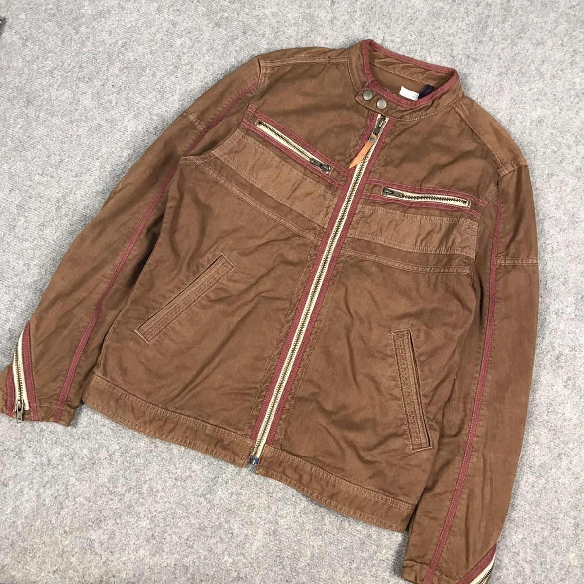 Japanese Brand × Vintage BALL BRAND BROWN BIKES STYLE ZIPPER JACKET Size US M / EU 48-50 / 2 - 4 Thumbnail
