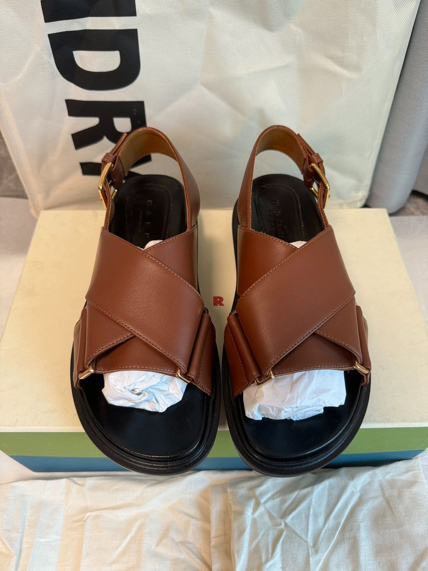 Marni Marni Brown Cross Strap Sandal 36 Size US 5.5 / IT 35.5 - 2 Thumbnail