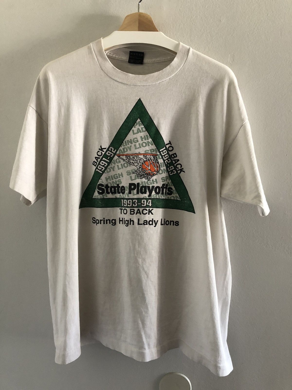 Vintage 90s Vintage Basketball State Playoffs Tee Shirt White/Green Size US XL / EU 56 / 4 - 3 Thumbnail