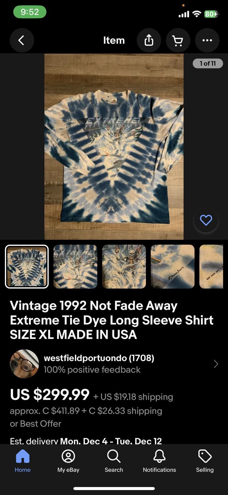 Vintage Vintage 1992 Grateful Dead Winter Ski Skull longsleeve Size US L / EU 52-54 / 3 - 8 Thumbnail