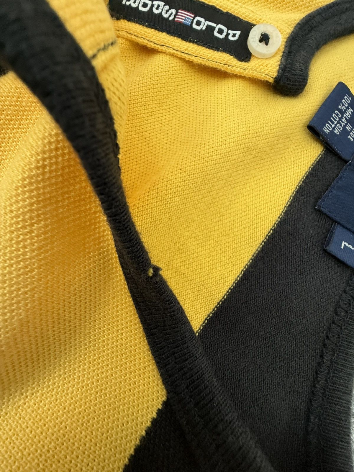 Polo Ralph Lauren Vintage Polo Sport Collarless Rugby Yellow & Black Striped Size US L / EU 52-54 / 3 - 10 Thumbnail