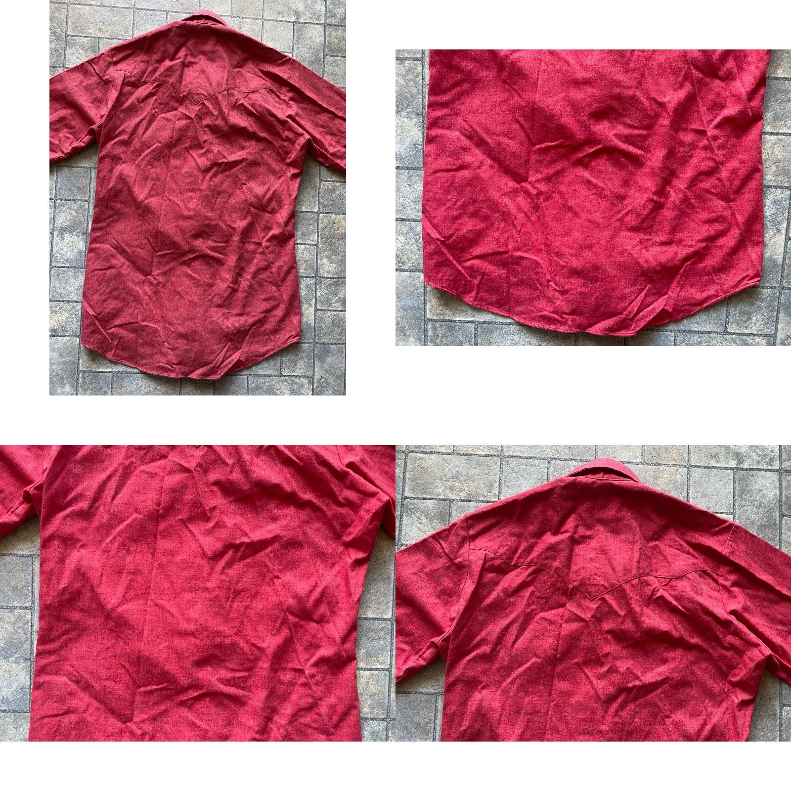 VINTAGE Montgomery Ward Dress Shirt Men 15-33 Red Wood Buttons USA Southwestern Western Mens 15-33 Red Wood Buttons Dress Shirt Made in USA