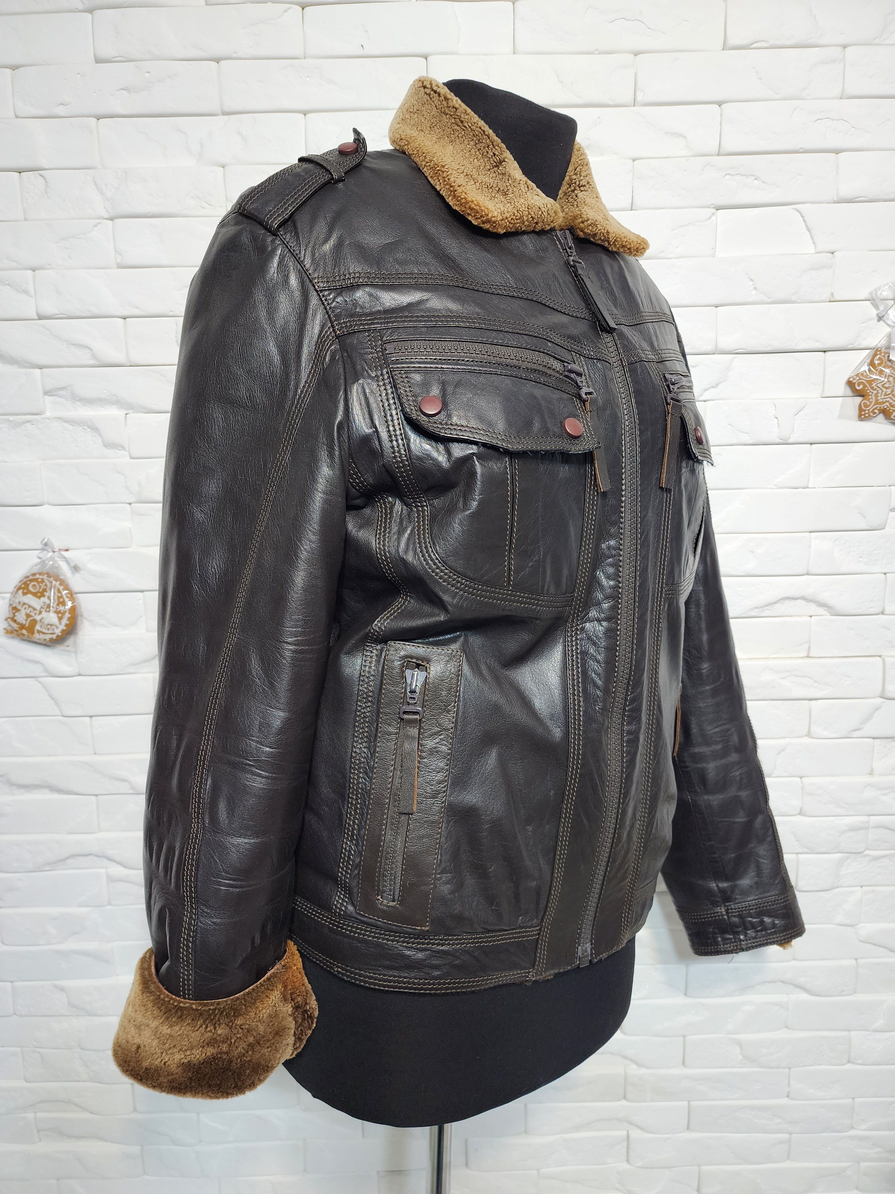 Furla Men's Brown Sheepskin Coat: Genuine Fur, Plastic Zipper Size US L / EU 52-54 / 3 - 2 Thumbnail