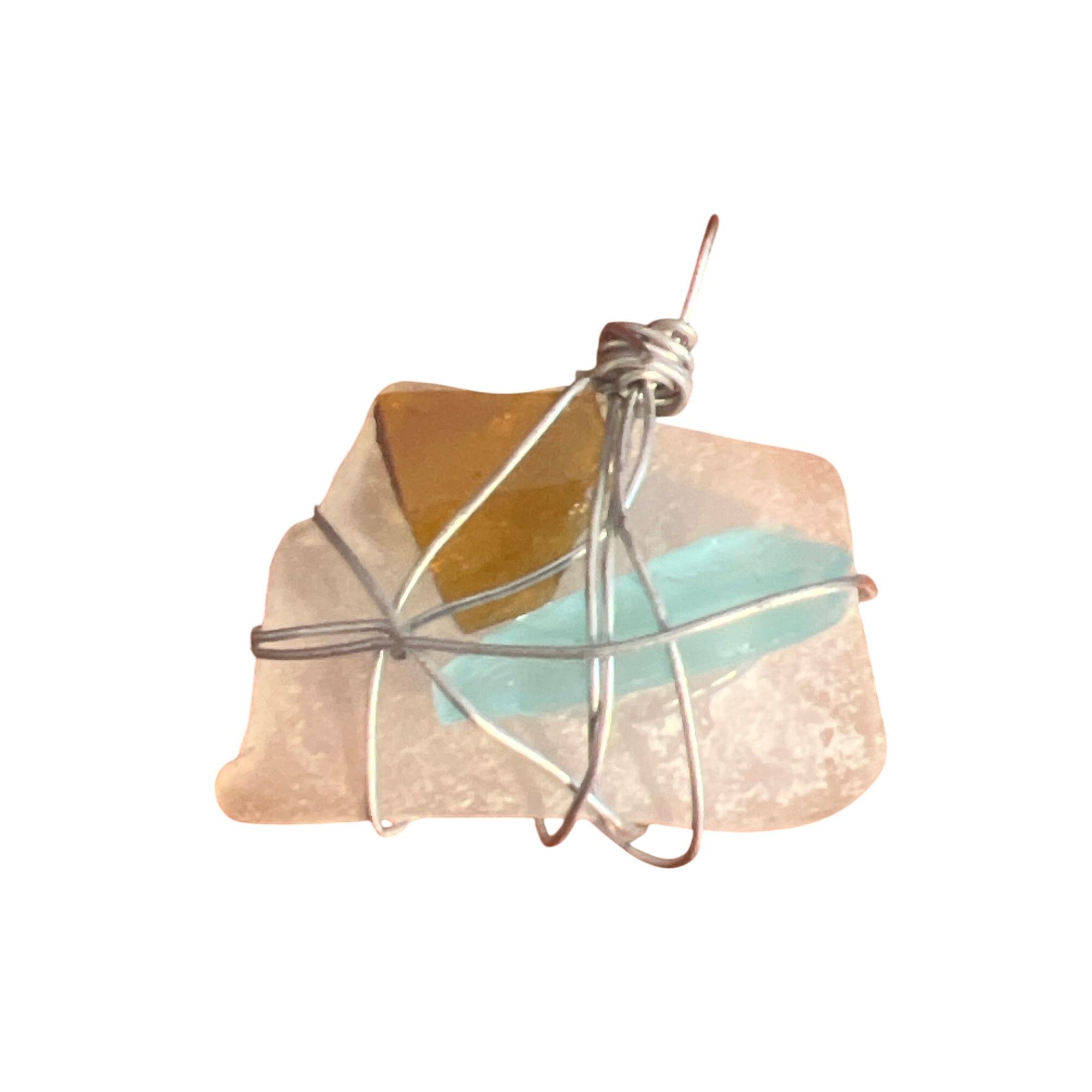 Other Vintage Set of 3 Sea Glass Silver Tone Wire Wrap Pendants Bl Size ONE SIZE - 2 Thumbnail