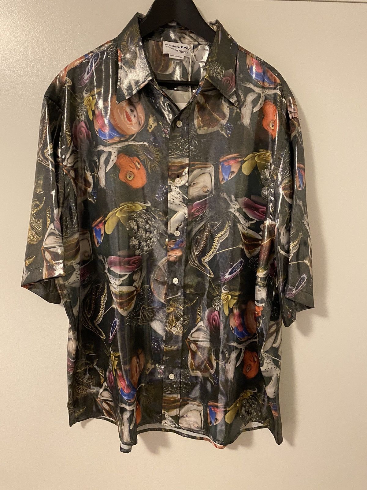 Acne Studios Acne Studios Printed Lamé Shirt 52 NWT Size US XL / EU 56 / 4 - 1 Thumbnail