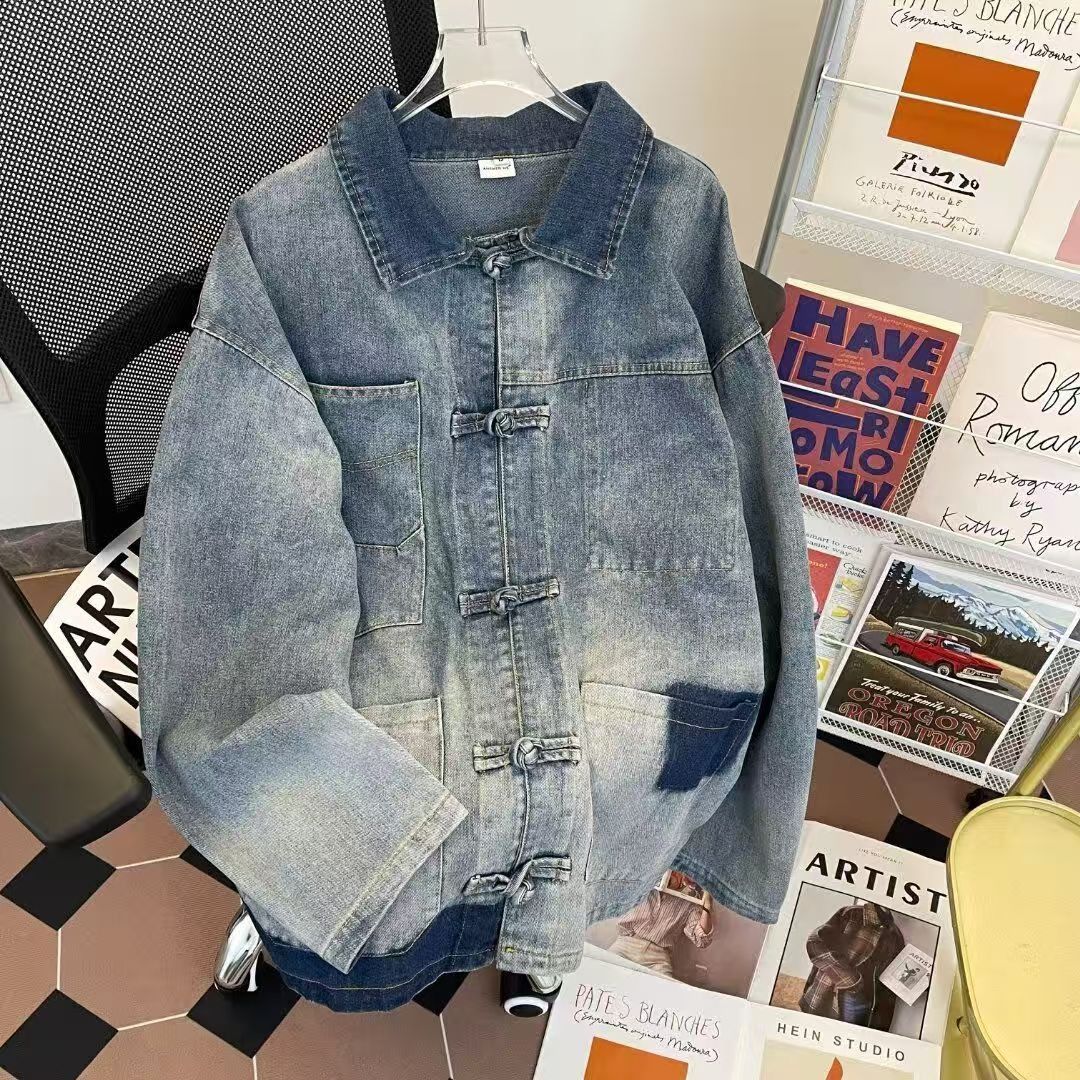 Vintage New Chinese Style Knot Button Denim Jacket Size US M / EU 48-50 / 2 - 1 Thumbnail
