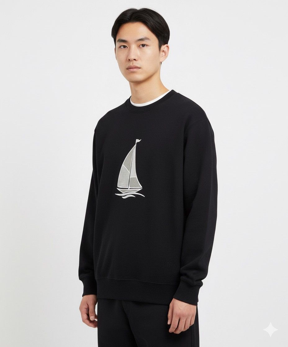 JW Anderson × Uniqlo JW Anderson Black Crewneck Sweatshirt A616 Size US L / EU 52-54 / 3 - 1 Thumbnail