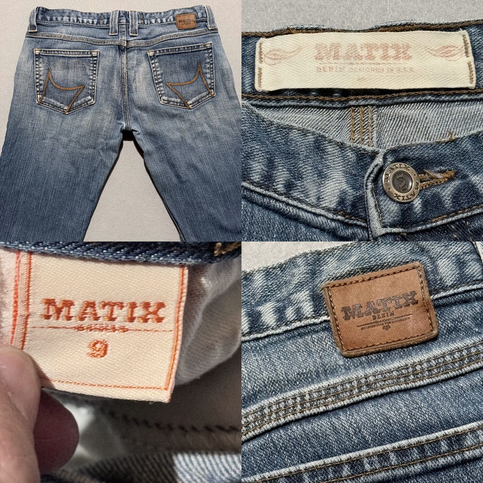 Denime Matix Jeans Women Blue Denim Low Rise Wide Leg Zip Fly - 9 Size 24" / US 00 / IT 34 - 8 Thumbnail