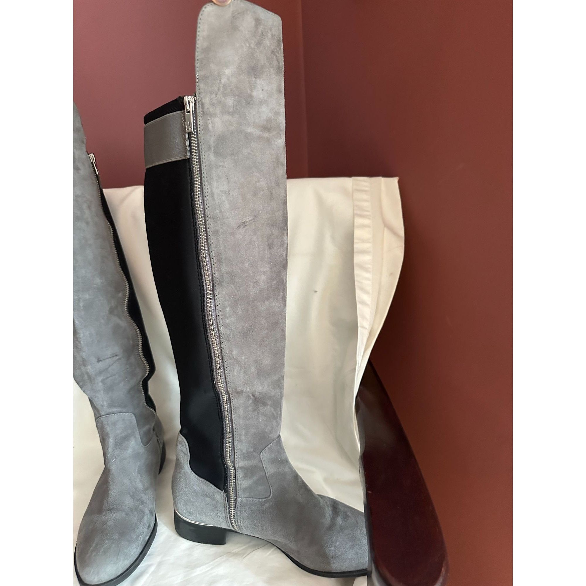 Calvin Klein Calvin Klein Cylan Over the Knee Suede Zip Boots 7.5 Size US 7.5 / IT 37.5 - 4 Thumbnail