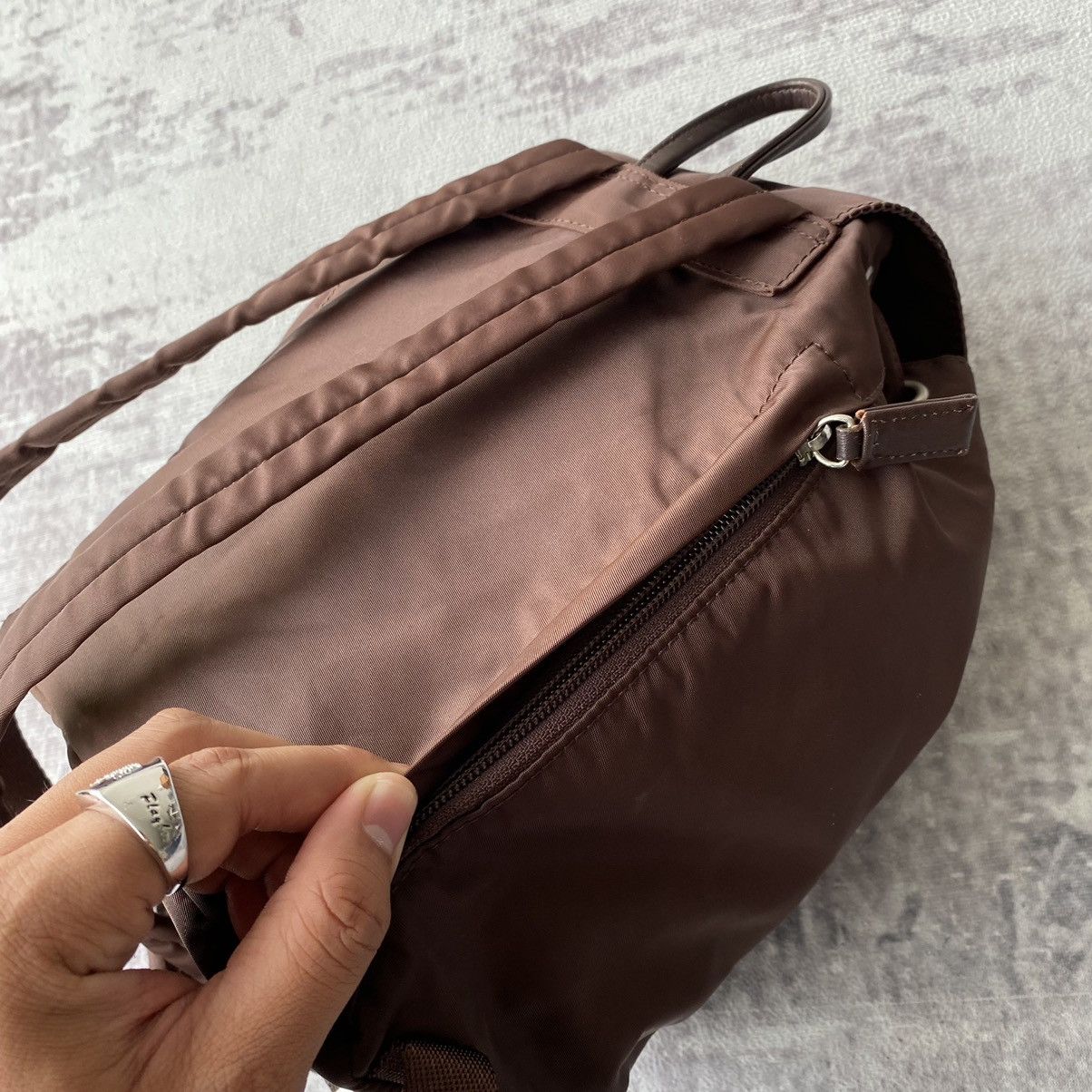 Designer × Japanese Brand × agnes b. Agnes B Brown Mini Backpack Prada Style Size ONE SIZE - 9 Thumbnail