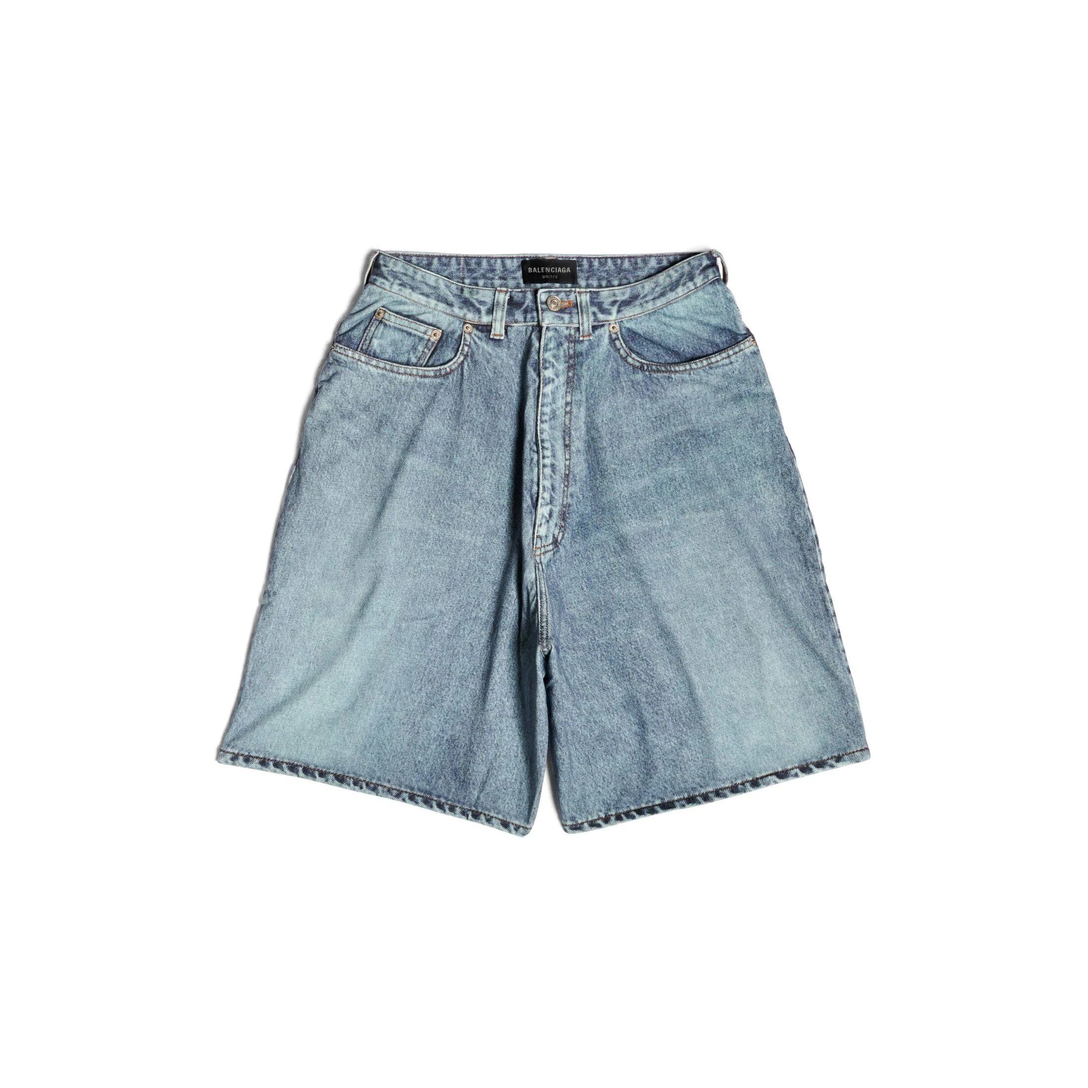 Balenciaga o1in1g1024 Trompe L'Œil Skater Shorts in Blue Size US 28 / EU 44 - 1 Thumbnail