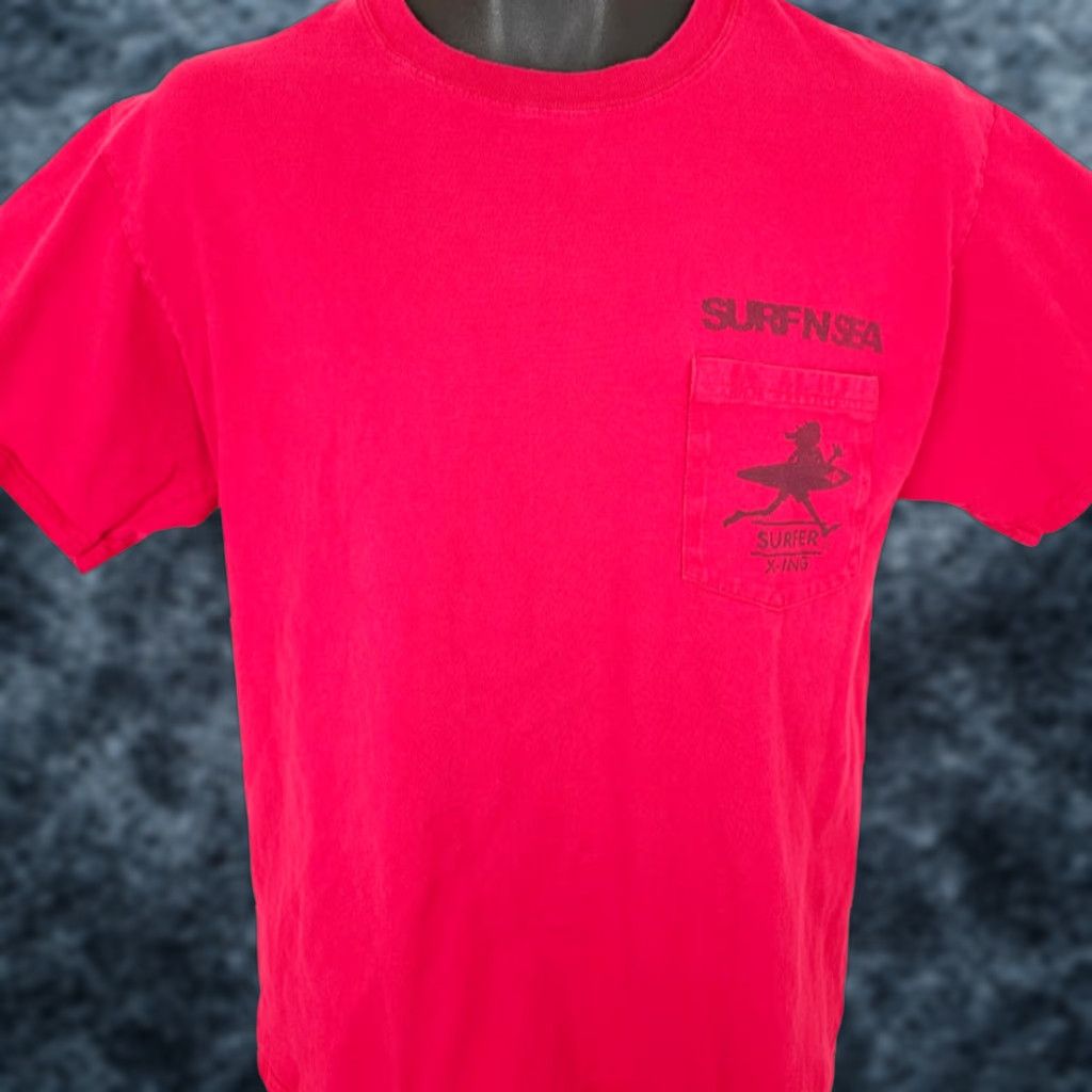 Hanes Hanes Surfer Crossing T Shirt Mens Medium Red North Shore Surf N Sea Hang Loose California Hawaii Surfing Y2K 2000s Size US M / EU 48-50 / 2 - 1 Thumbnail
