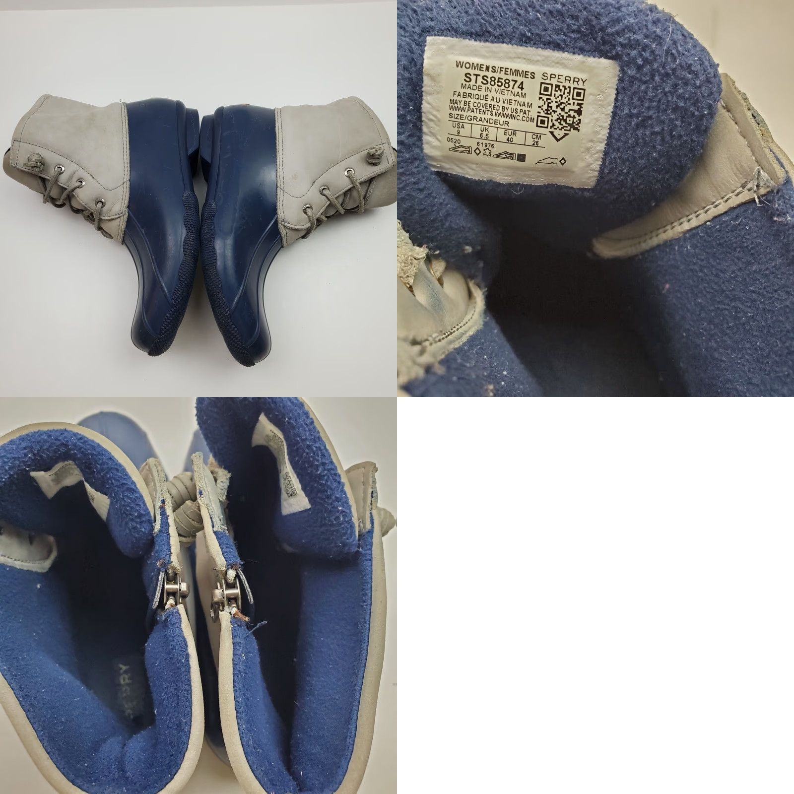Sperry Sperry Rain Boots Womens Size 9 Blue Gray Ankle Lace Up Side Zip Saltwater Duck Boots Waterproof Lined Rubber Size US 7 / IT 37 - 8 Thumbnail