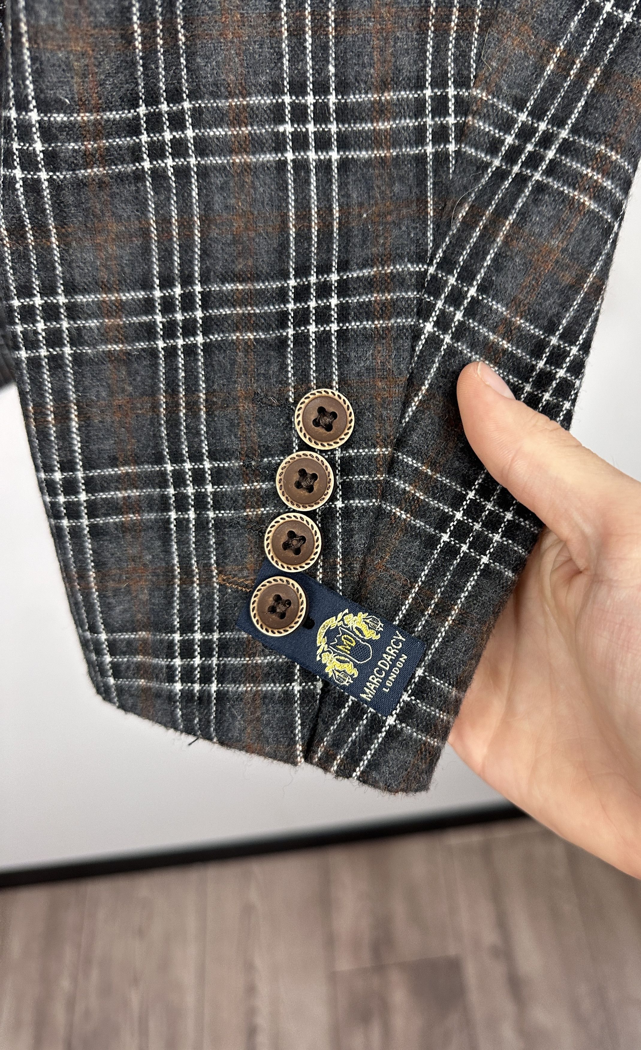 Vintage Marc Darcy woolen tweed checked men blazer jacket Size 48R - 5 Thumbnail