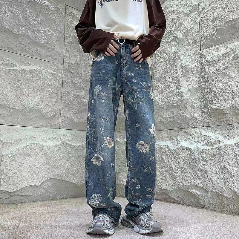 Japanese Brand × Jean Vintage washed all over printed jacquard wide leg jeans Size US 32 / EU 48 - 3 Thumbnail