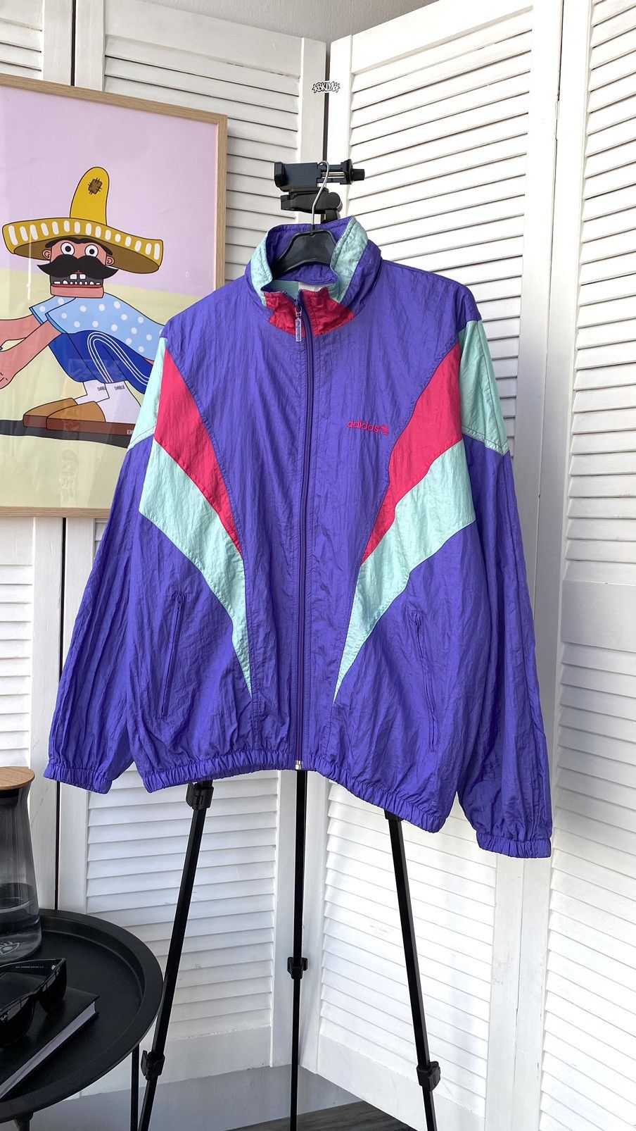 Adidas × Vintage Vintage Adidas Track Retro Jacket Nylon 90s Purple Size US S / EU 44-46 / 1 - 3 Thumbnail