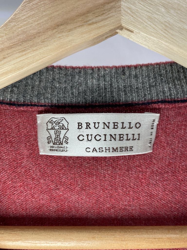 Brunello Cucinelli BRUNELLO CUCINELLI Red V Neck 100% Cashmere Sweater Size US M / EU 48-50 / 2 - 4 Thumbnail