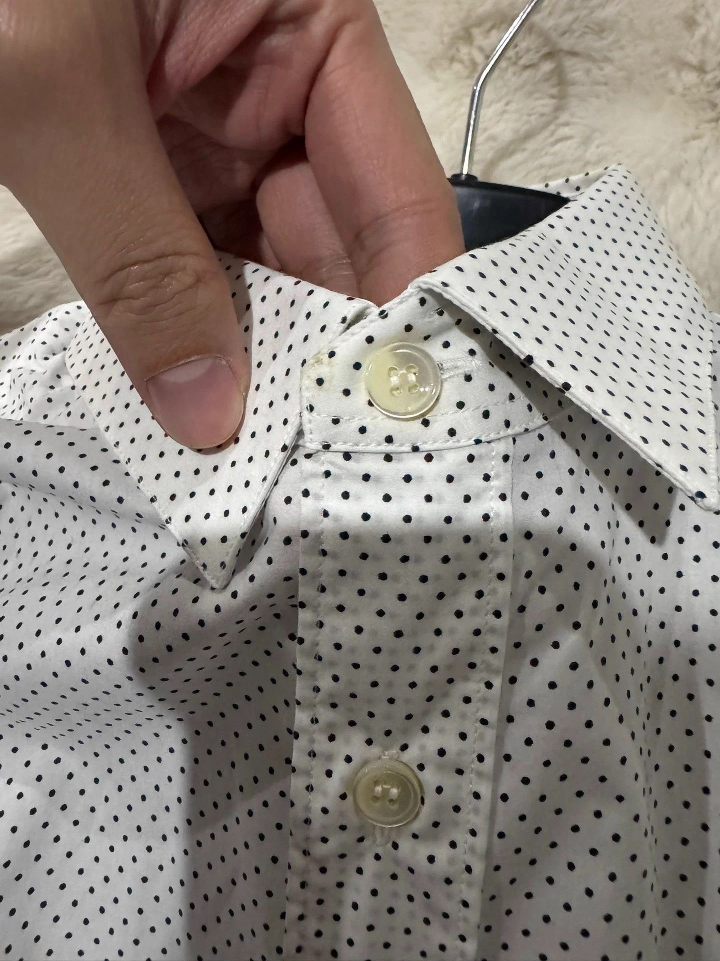 Saint Laurent Paris Saint Laurent New White Polka Dot Men's Shirt 39 Size US XXS / EU 40 - 9 Thumbnail