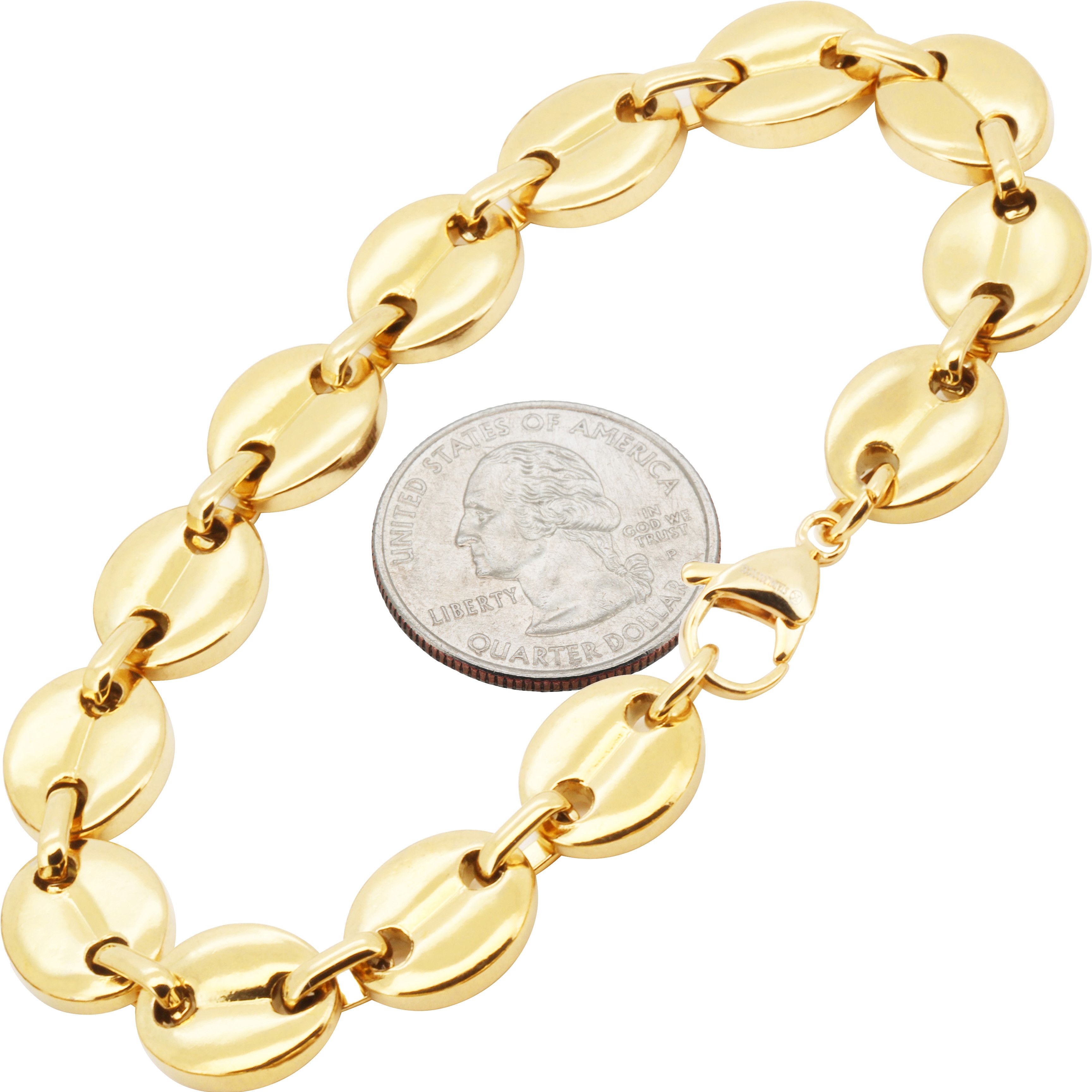 Other 316L Stainless Steel 18k GP 10mm Mariner Bracelet 8.5” Size ONE SIZE - 1 Preview