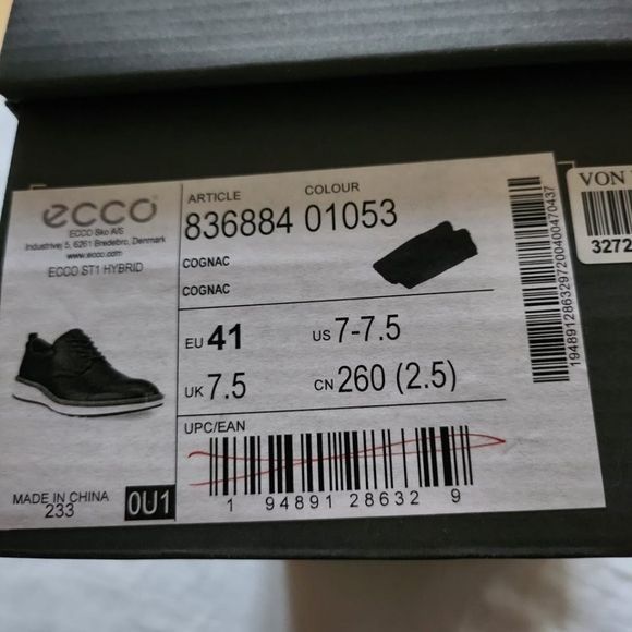 Ecco Ecco ST. 1 Hybrid Derby Cognac Sz. 7-7.5 Shoe Size US 7 / EU 40 - 14 Thumbnail