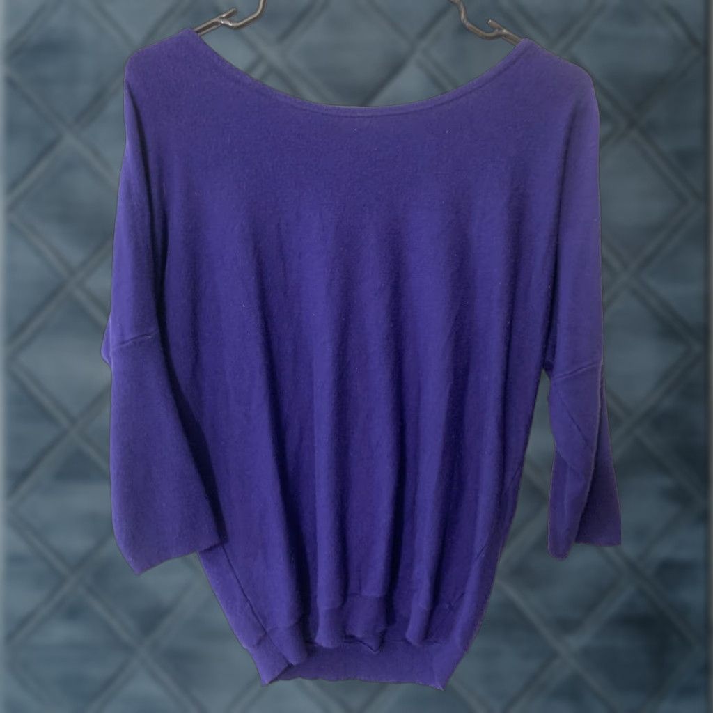 Express Express Blouse Women S Royal Blue Open Knit Crotchet 3/4 Sleeve Crew Neck Knit 100% Rayon Dolman Sleeve Solid Size S / US 4 / IT 40 - 1 Thumbnail