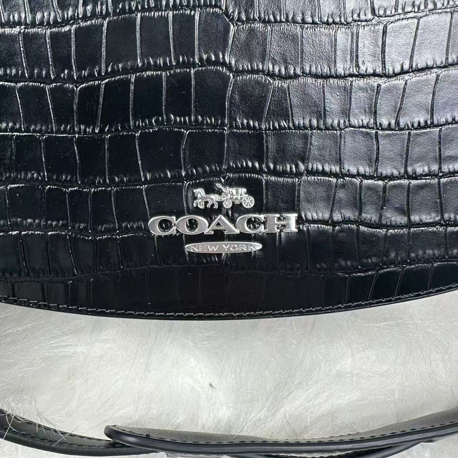 Coach Coach Andrea Shoulder Bag Crocodile-embossed Leather Black Size ONE SIZE - 7 Thumbnail