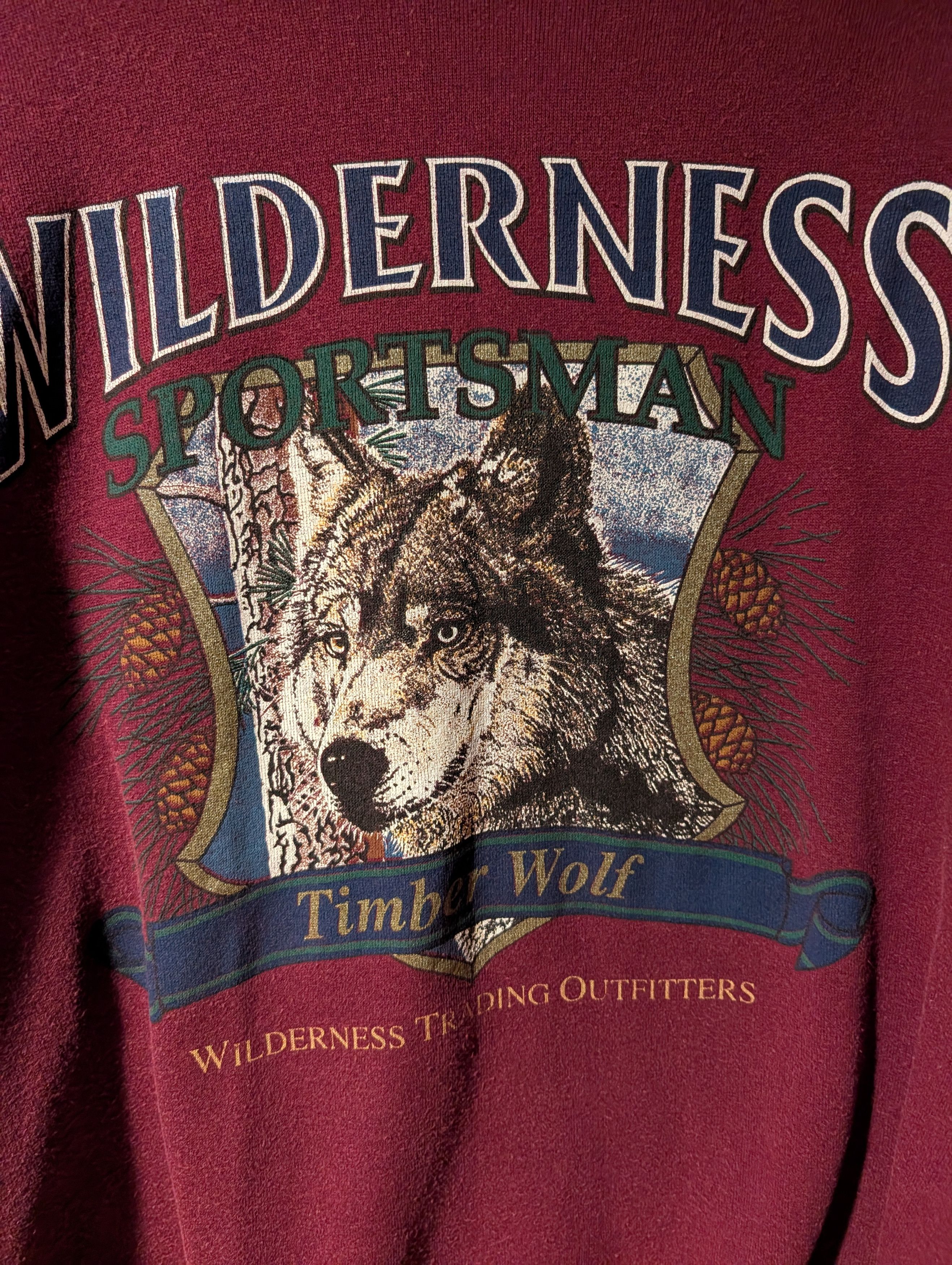 Vintage Vintage 90s Wilderness Sportsman Wolf Timber Wolf Sweatshirt Size US L / EU 52-54 / 3 - 2 Thumbnail