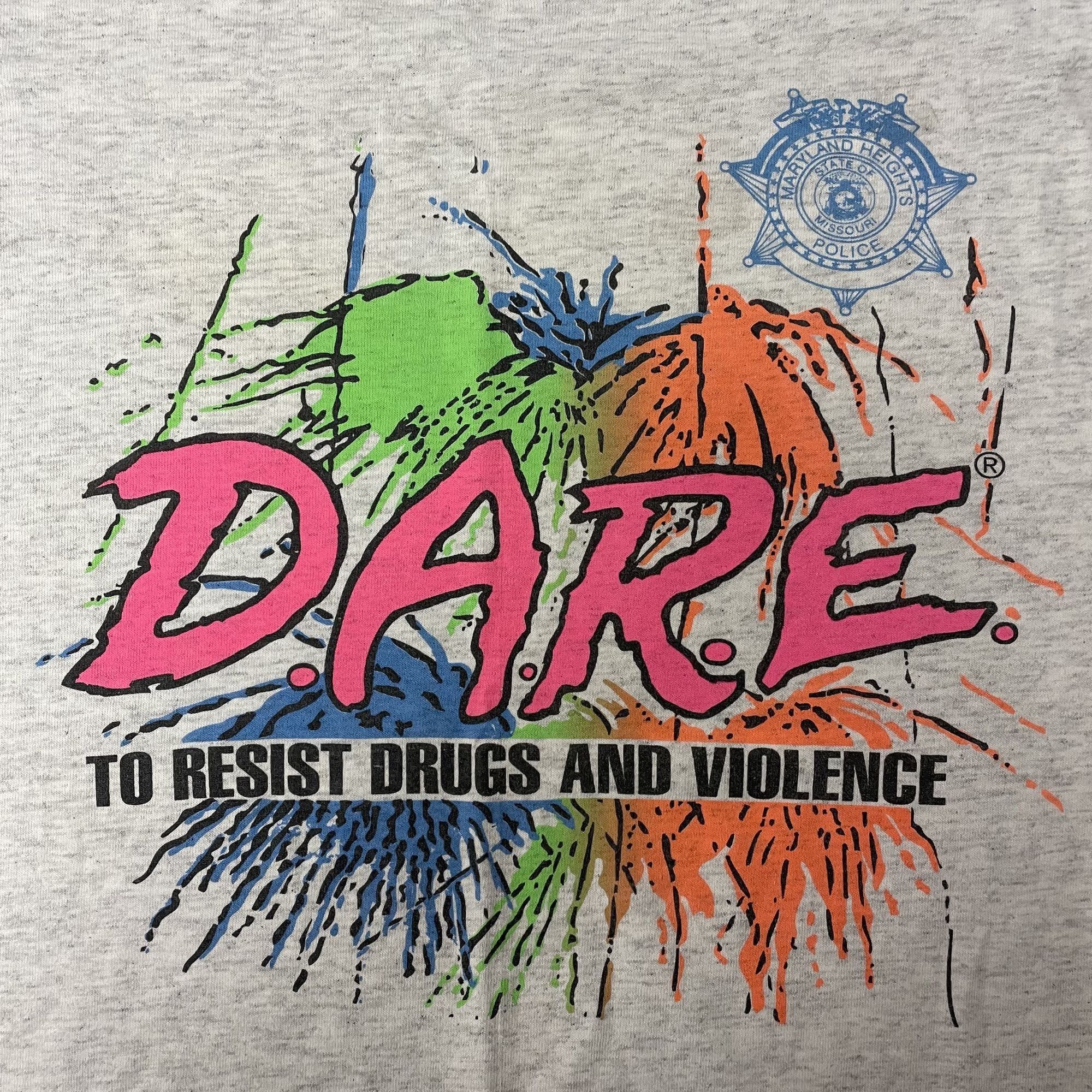 Hanes Vtg HEATHER NEON DARE to Resist DRUGS & VIOLENCE T Shirt Size US L / EU 52-54 / 3 - 2 Thumbnail