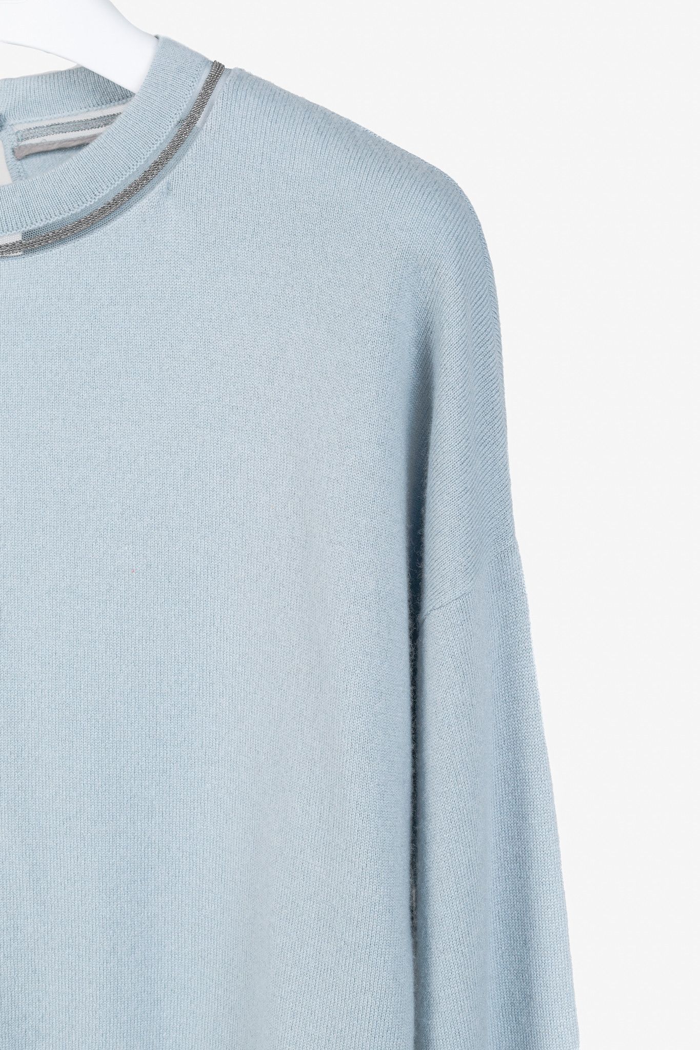 Brunello Cucinelli Brunello Cucinelli SS/20 Blue Cashmere Monili-Bead Sweater Size L / US 10 / IT 46 - 6 Thumbnail